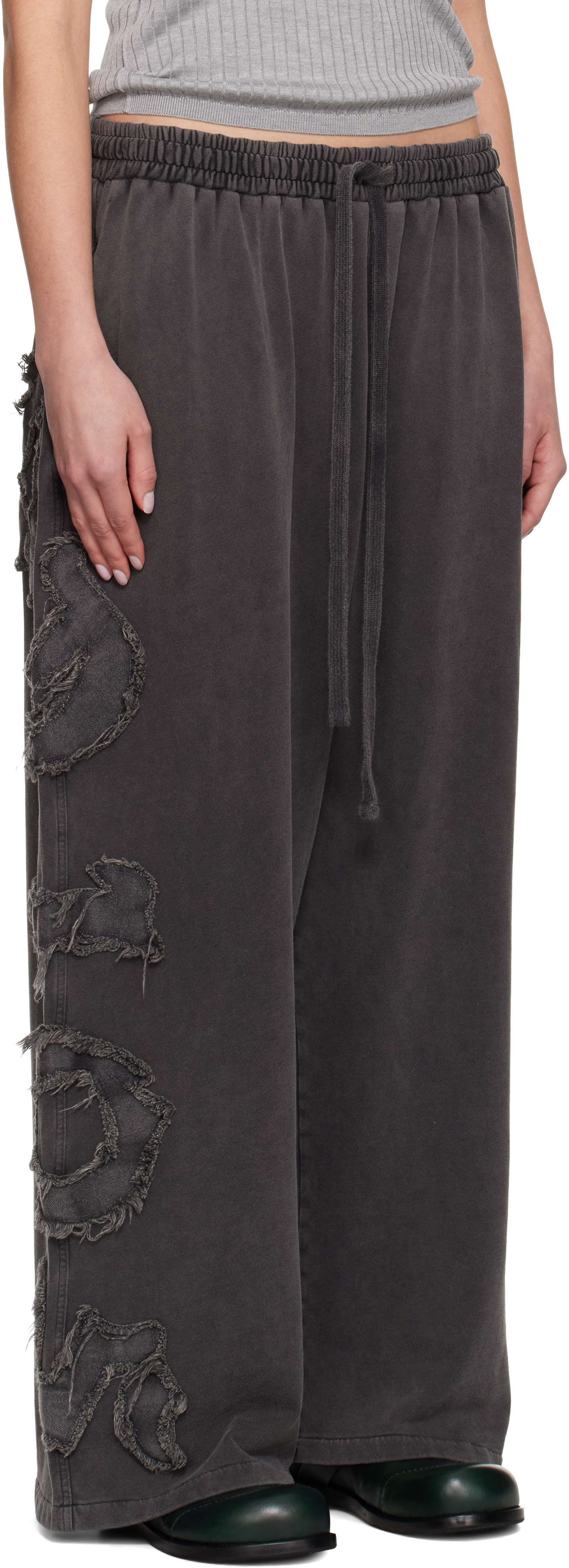 Acne Studios Black Logo Lounge Pants In Bm0 Faded Black