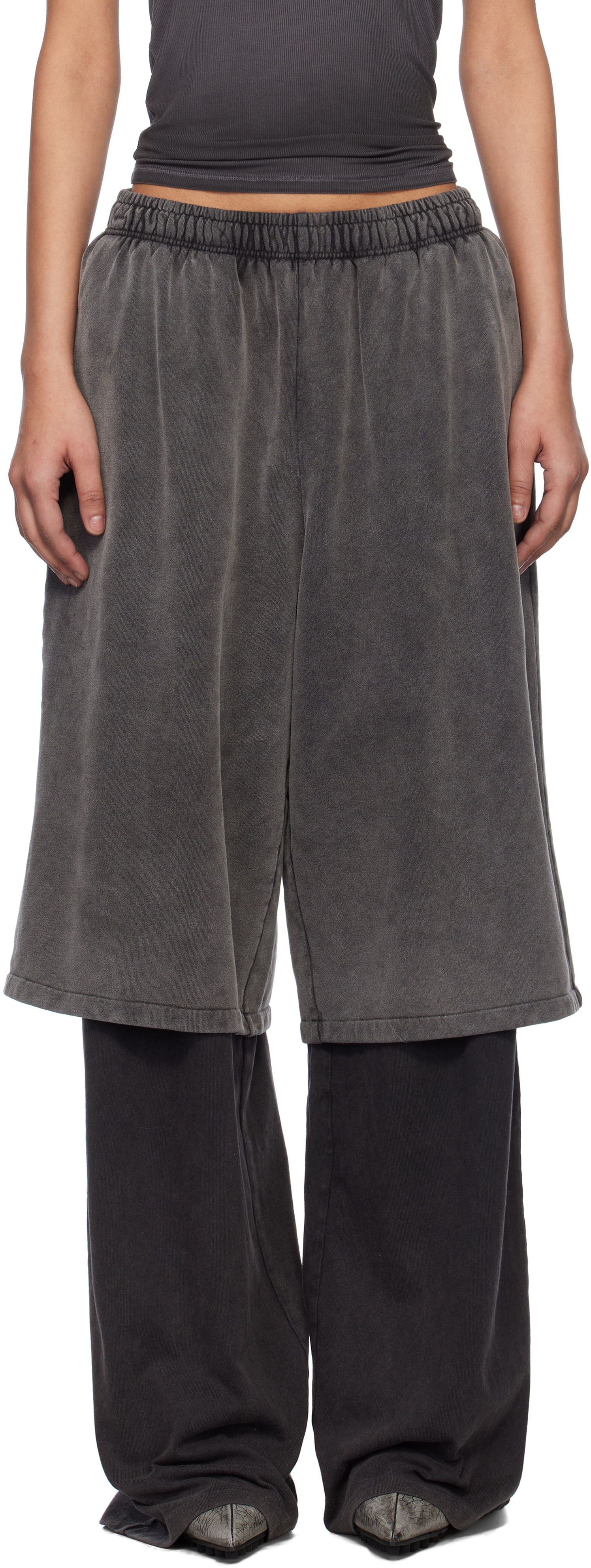 Gray Layered Lounge Pants