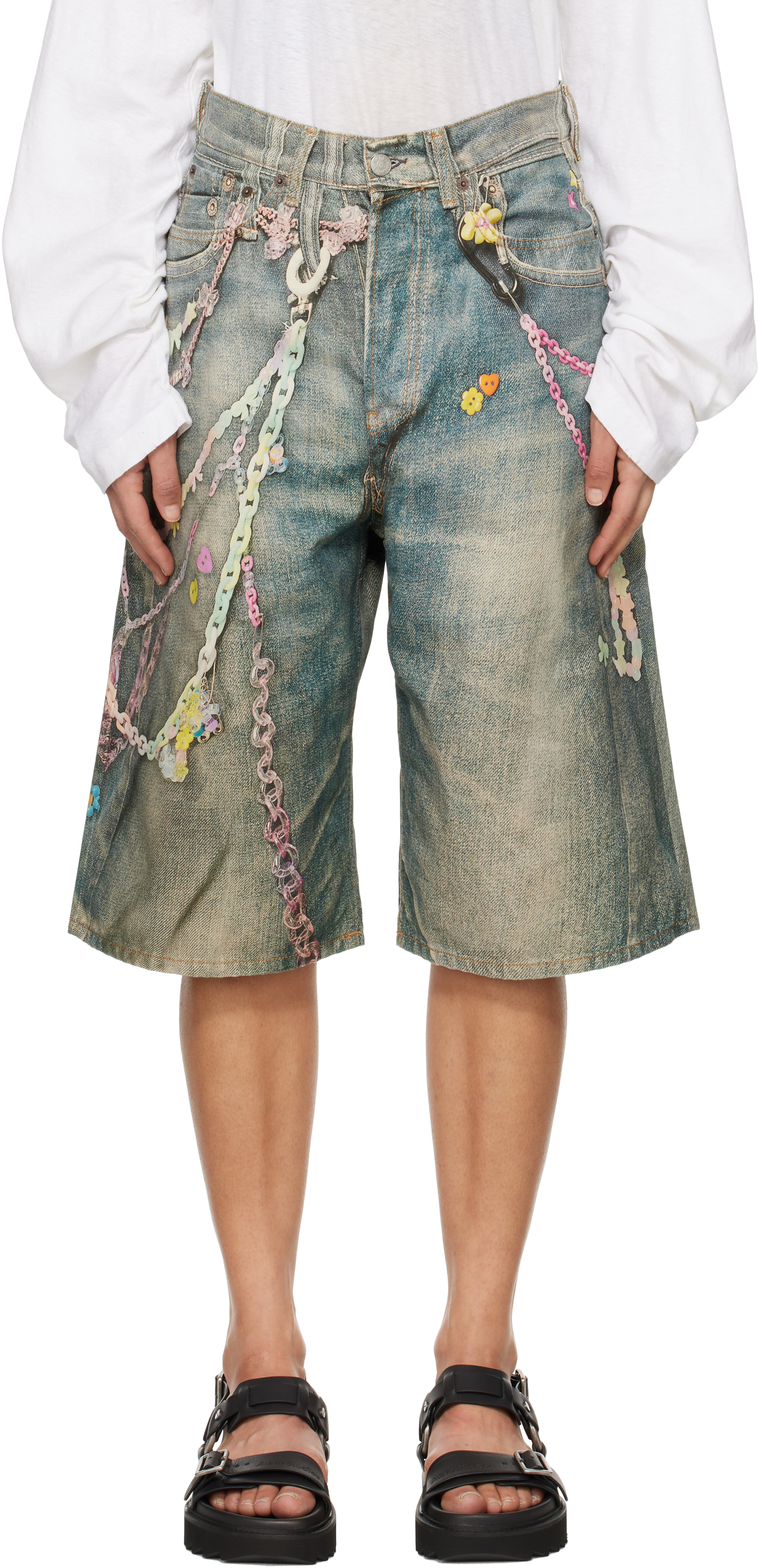 Blue Loose Fit Denim Shorts