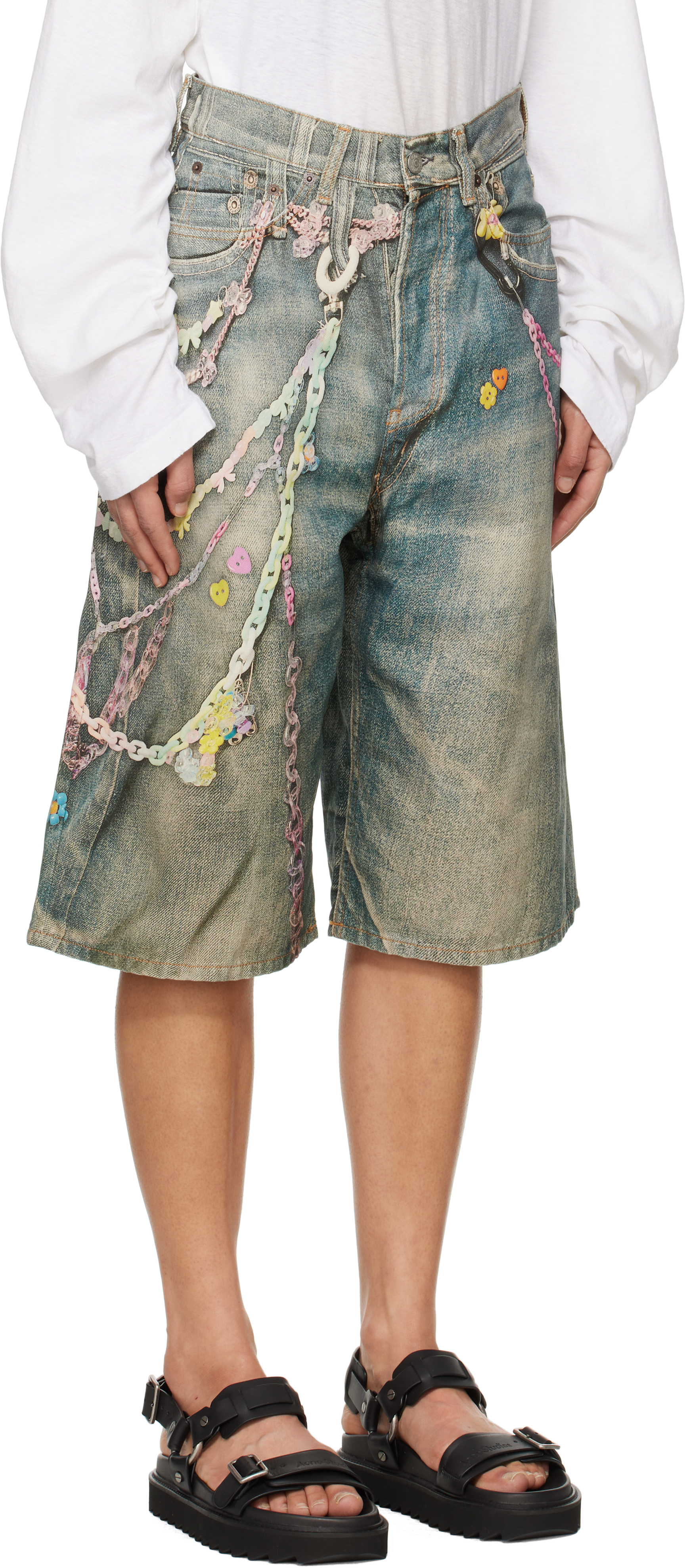 Acne Studios Blue Loose Fit Denim Shorts In Auz Mid Blue