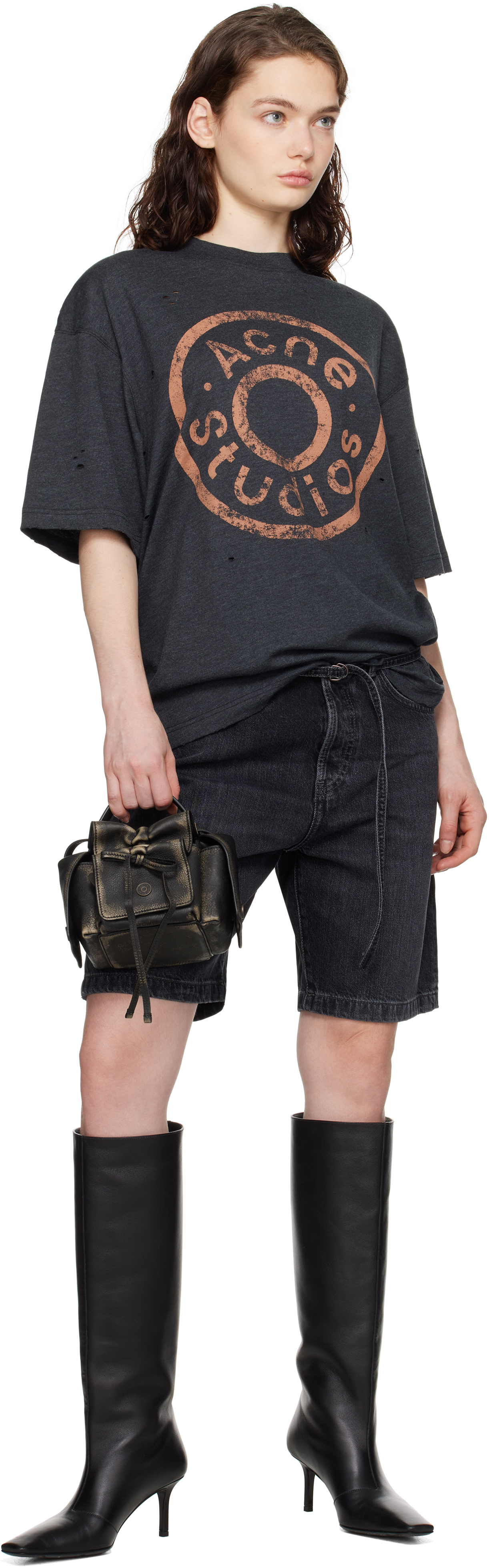 Acne Studios Black Loose-fit Denim Shorts In 900 Black