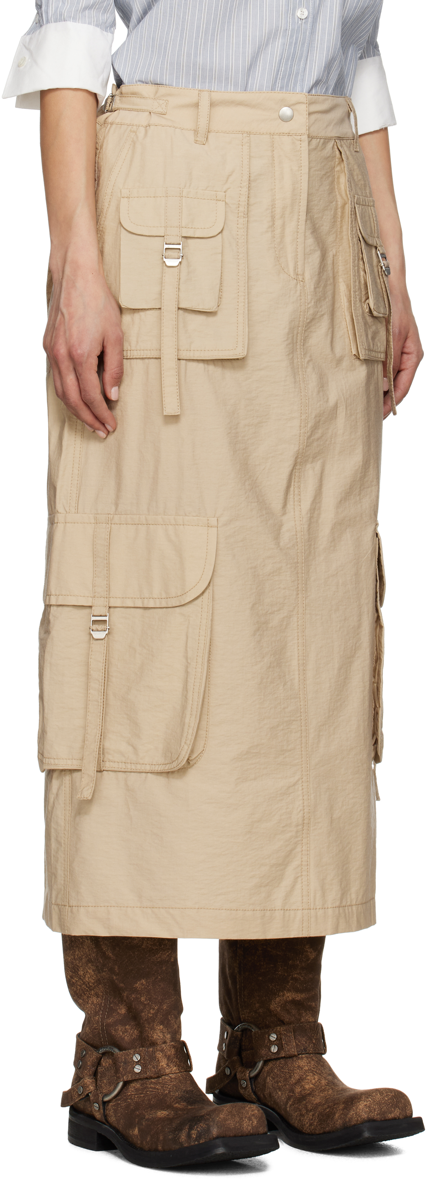 Shop Acne Studios Beige Cargo Maxi Skirt In Aek Beige