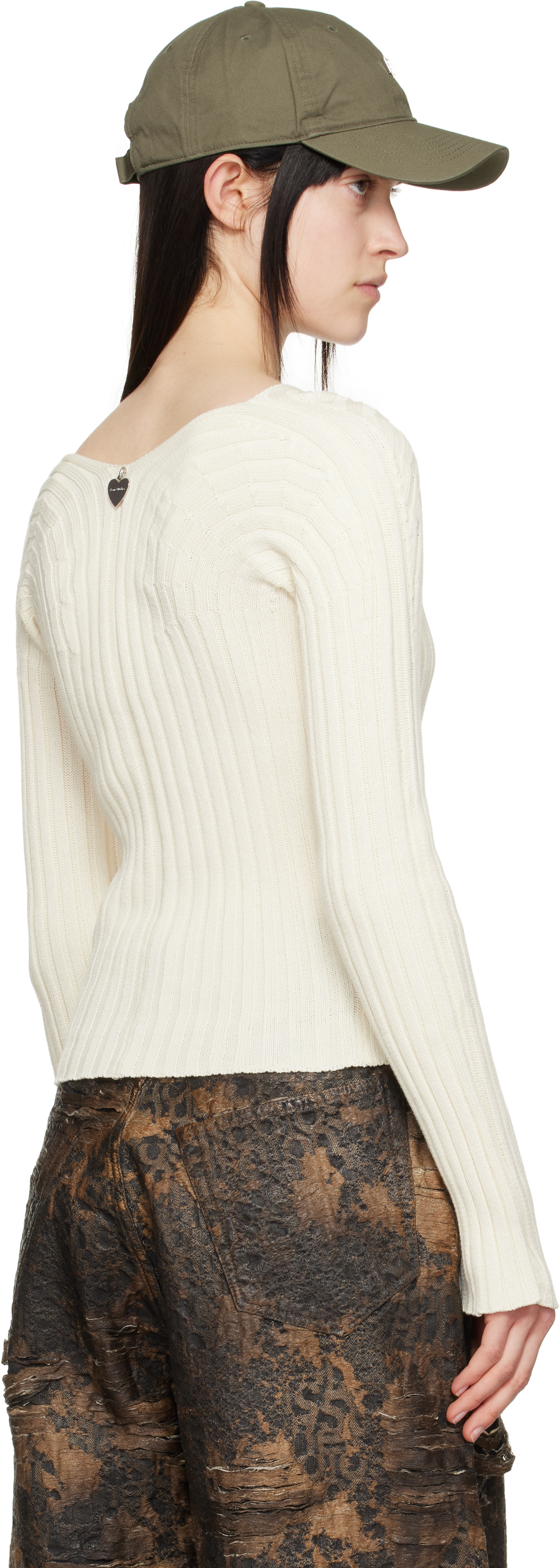Acne Studios Off-white Button-up Rib Cardigan In Aeg Off White