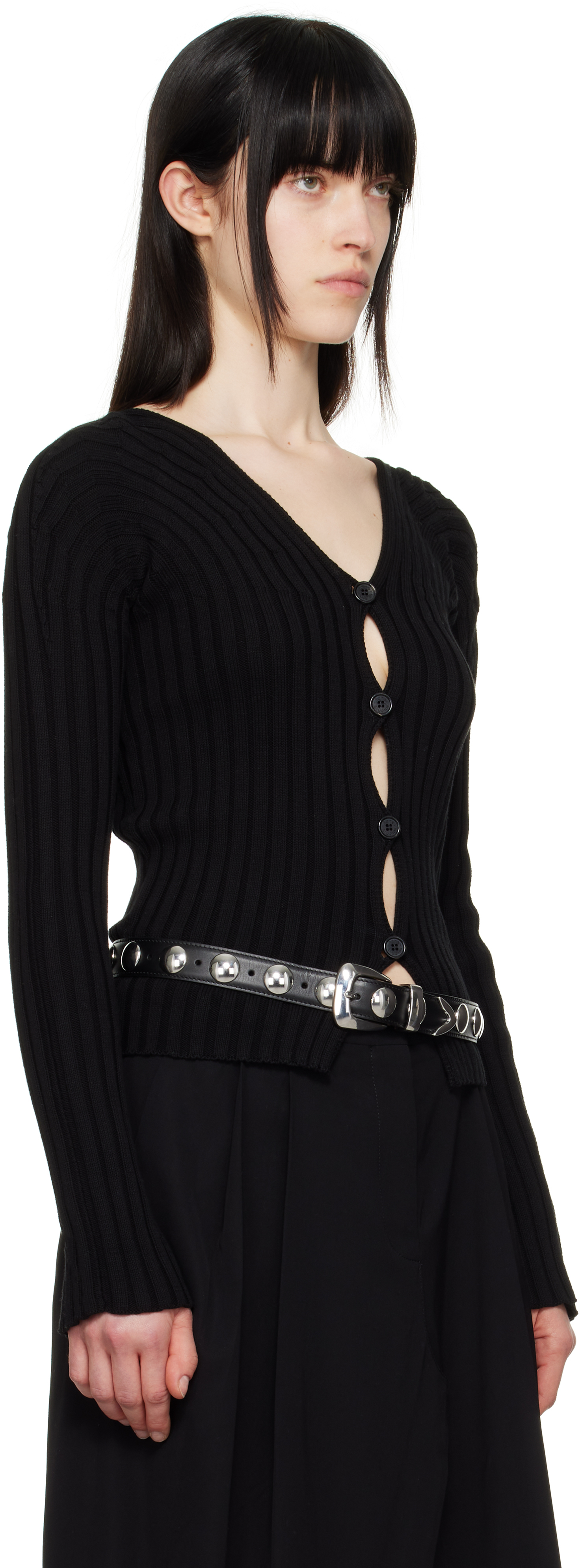 Acne Studios Black Button-up Rib Cardigan In 900 Black