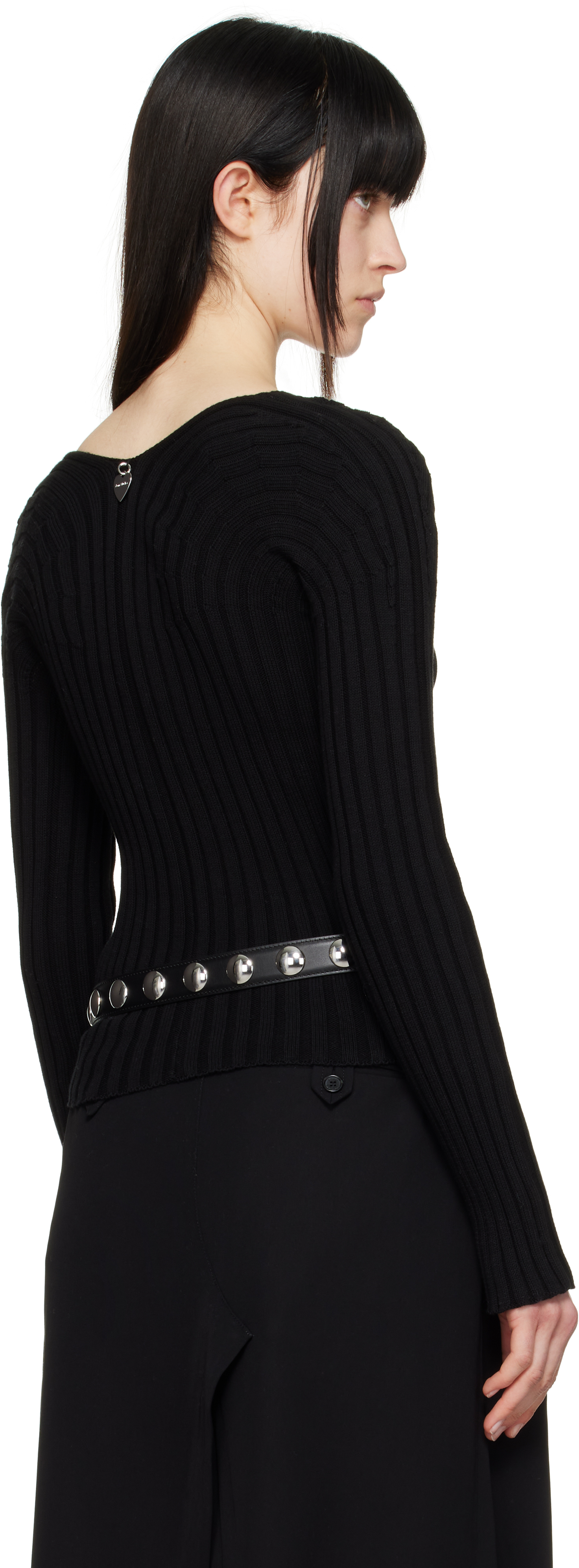 Acne Studios Black Button-up Rib Cardigan In 900 Black