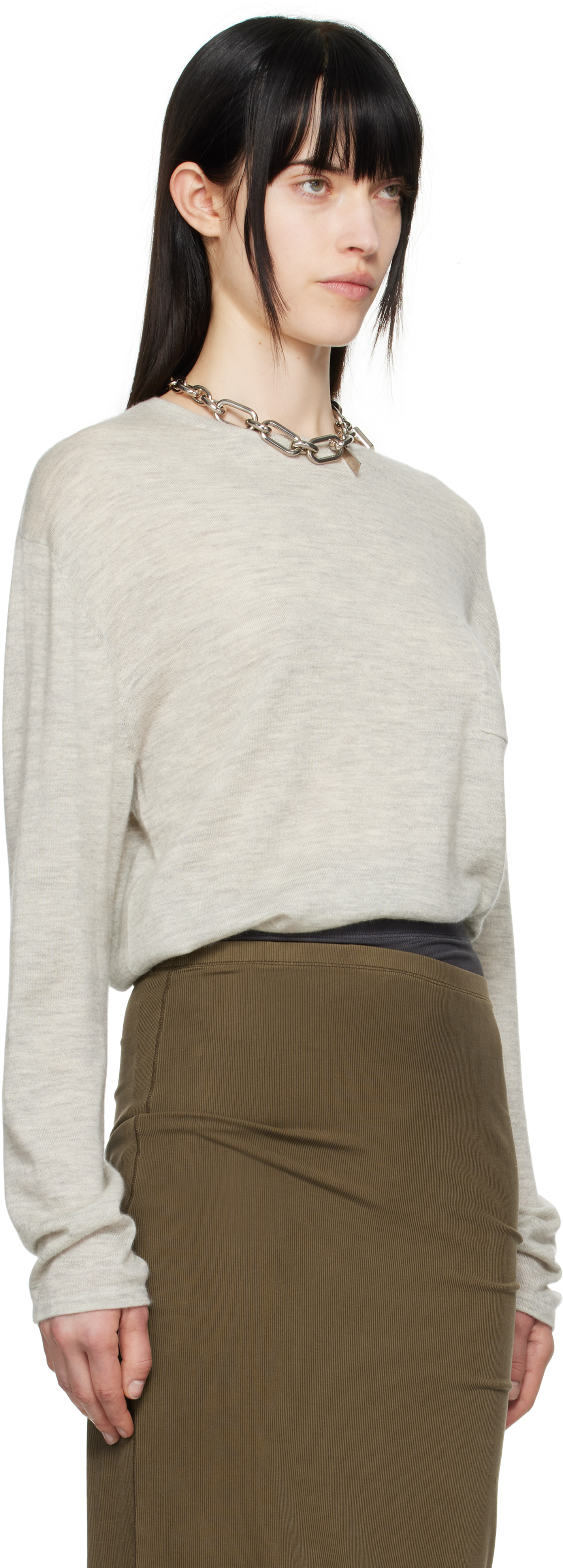 Acne Studios Gray Cashmere Sweater In X92 Light Grey Melan