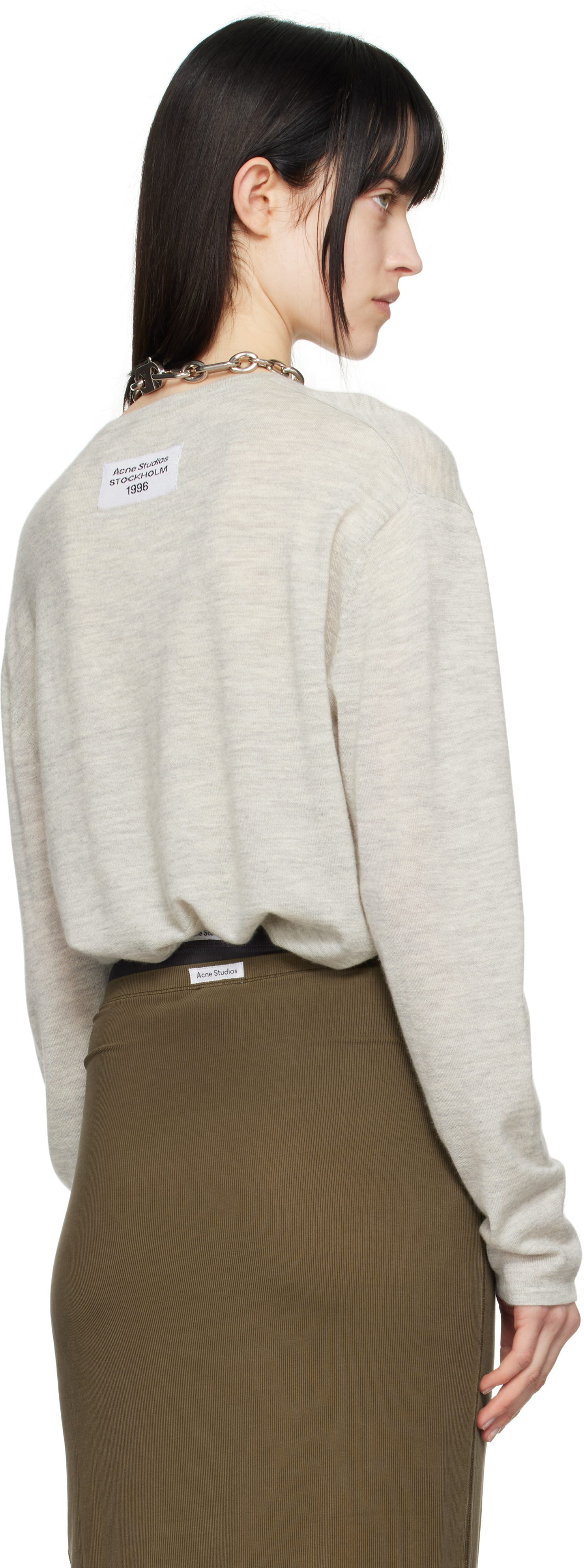 Acne Studios Gray Cashmere Sweater In X92 Light Grey Melan