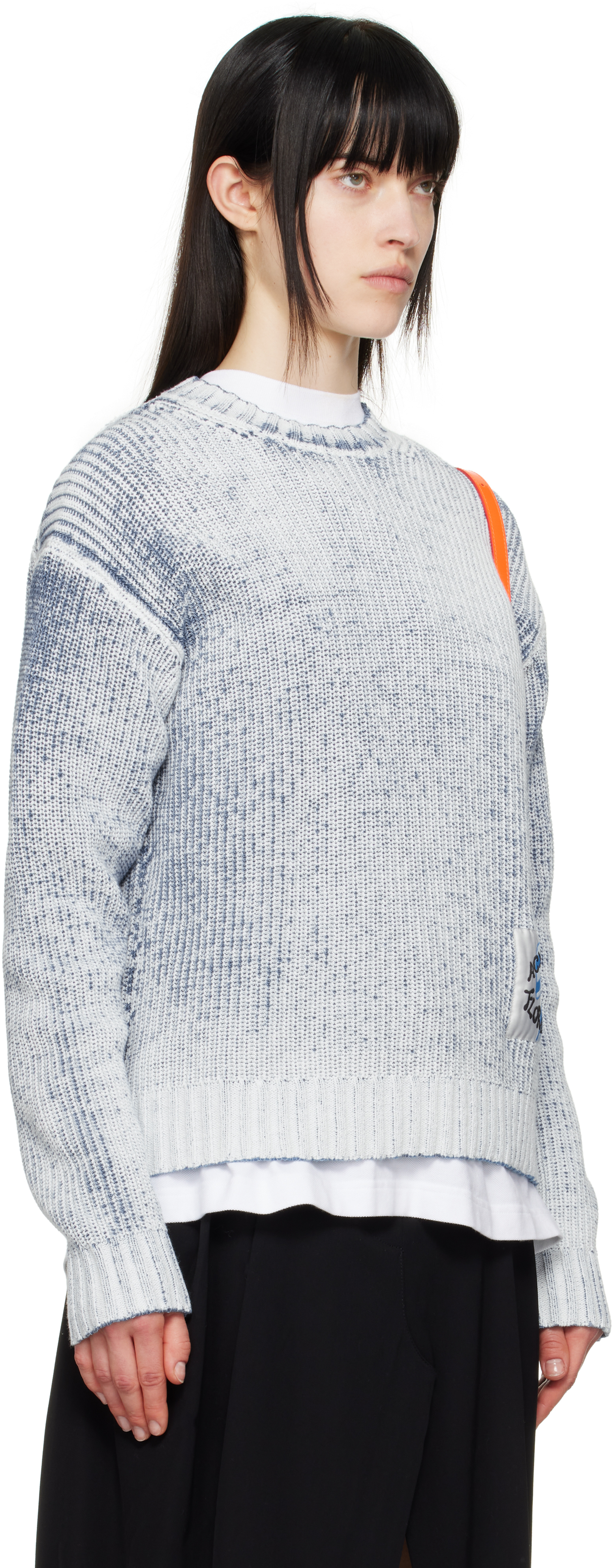 Acne Studios Blue & White Relaxed Fit Sweater In Dn2 Denim Blue/white