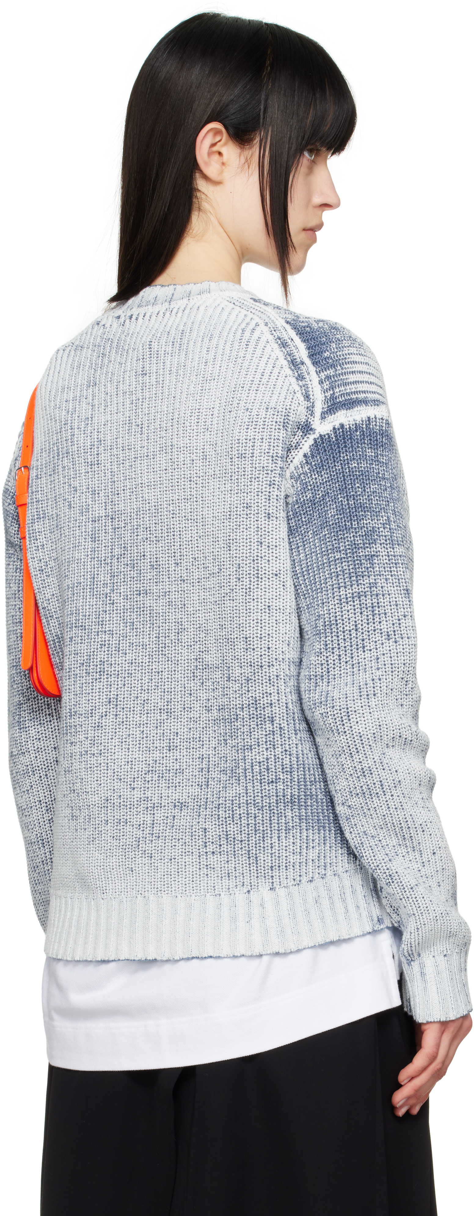 Acne Studios Blue & White Relaxed Fit Sweater In Dn2 Denim Blue/white