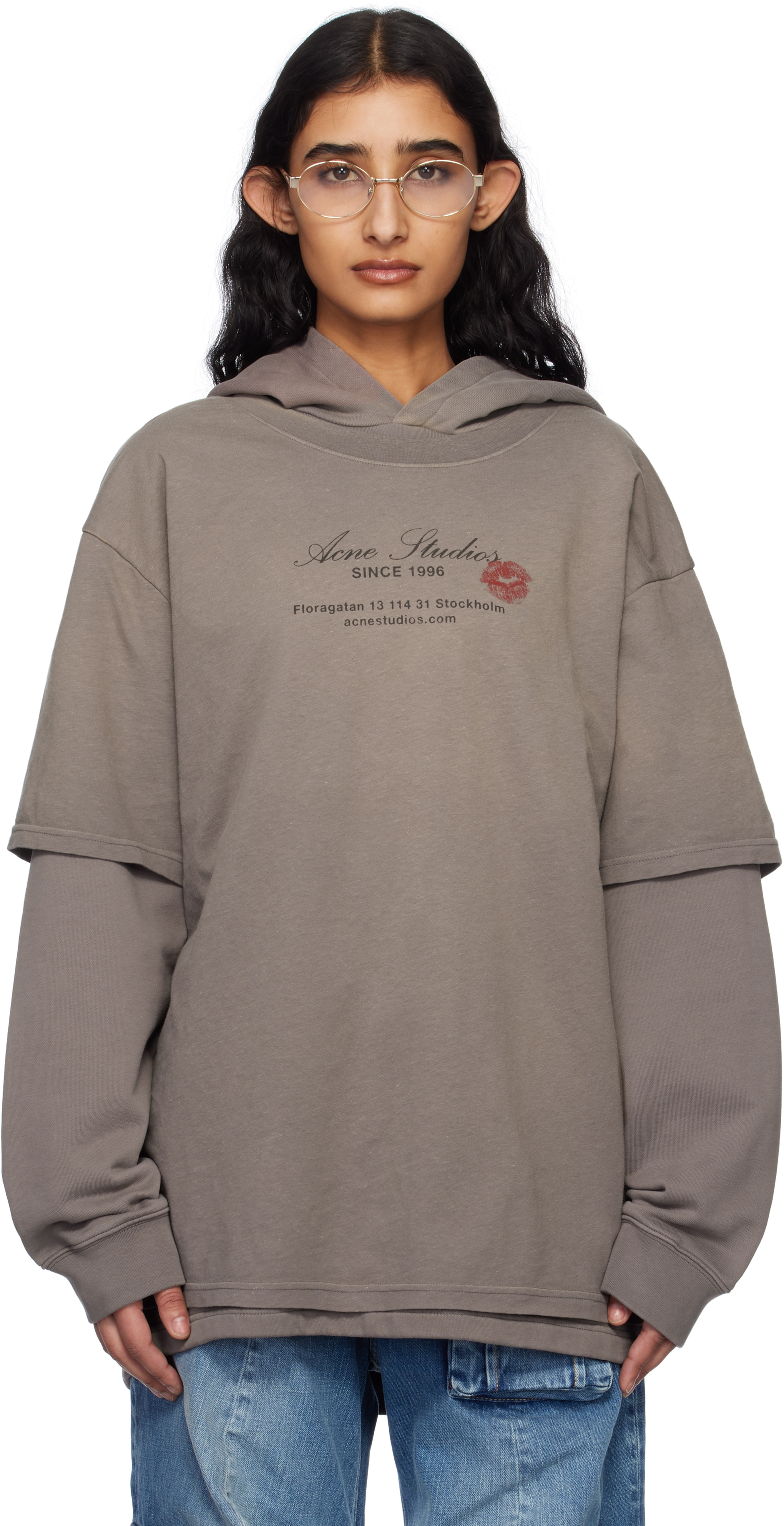 【Acne Studios】ダブルレイヤード フーディ Acne Studios - Double-layered hoodie - Grey