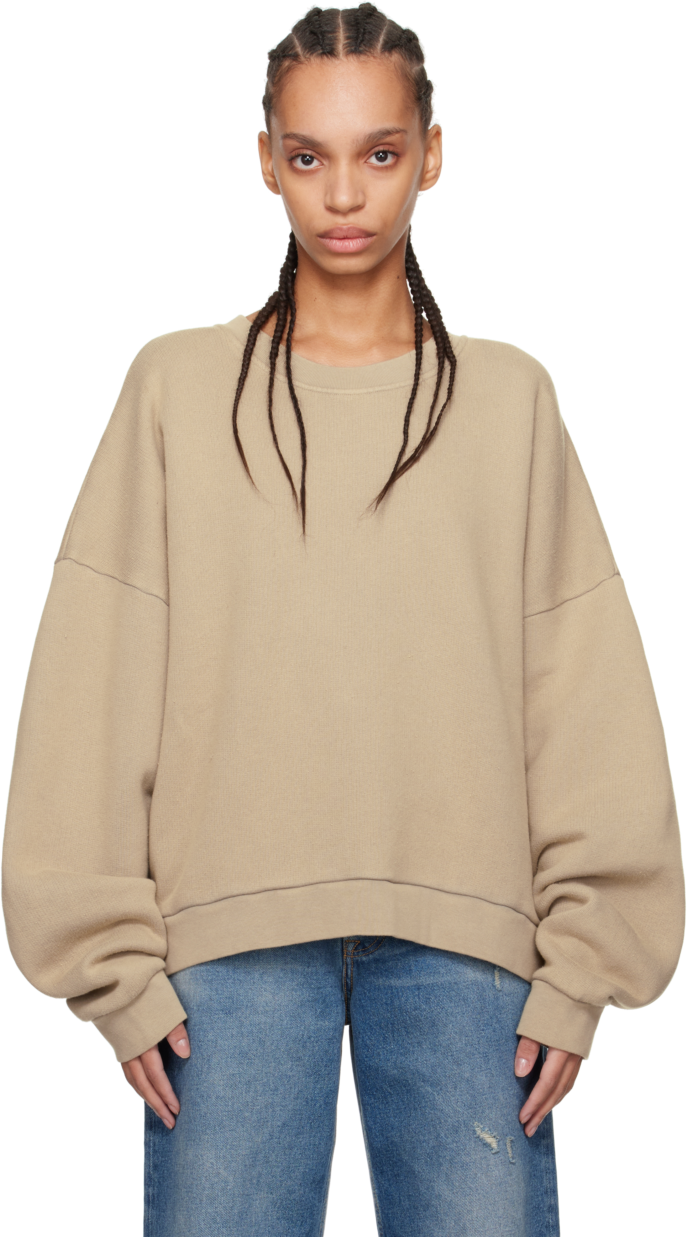 Acne Studios ベージュスウェット XS フェイスパッチ - メルカリ