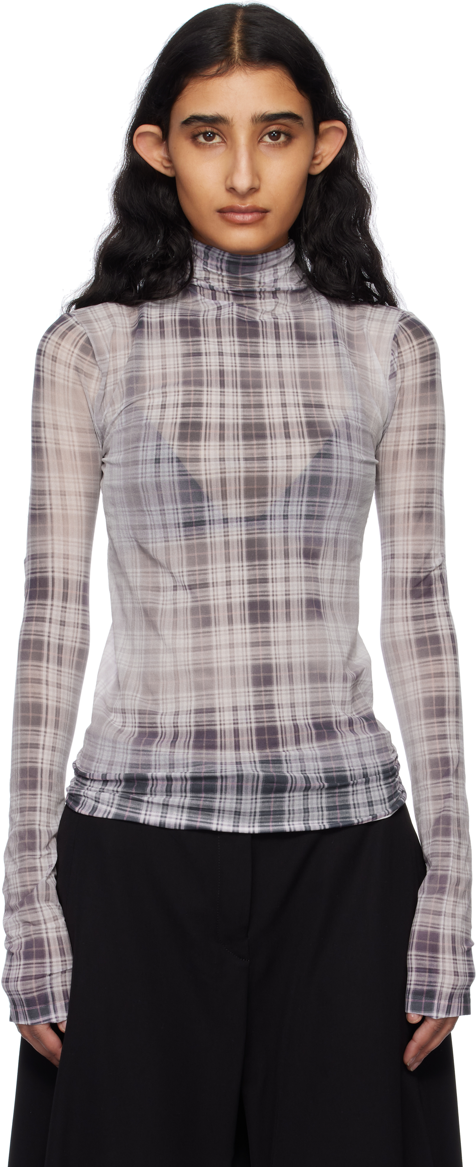 White & Gray Seamless Turtleneck