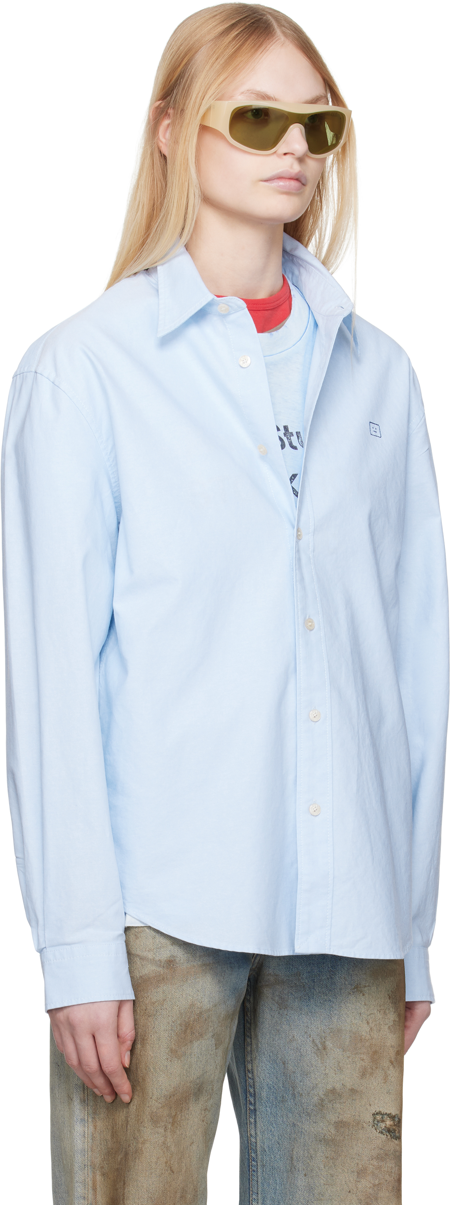 Acne Studios Blue Oxford Cloth Shirt In 228 Light Blue