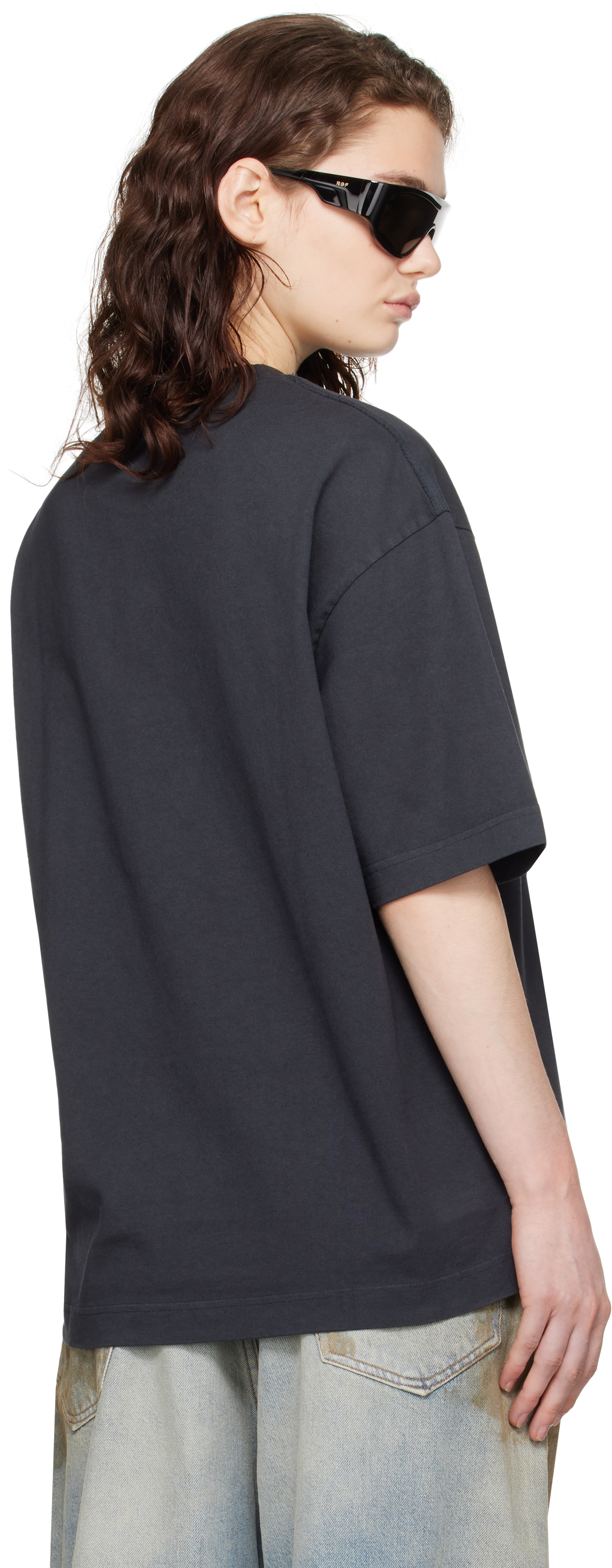 Acne Studios Black Relaxed Fit Stamp Logo T-shirt In 900 Black