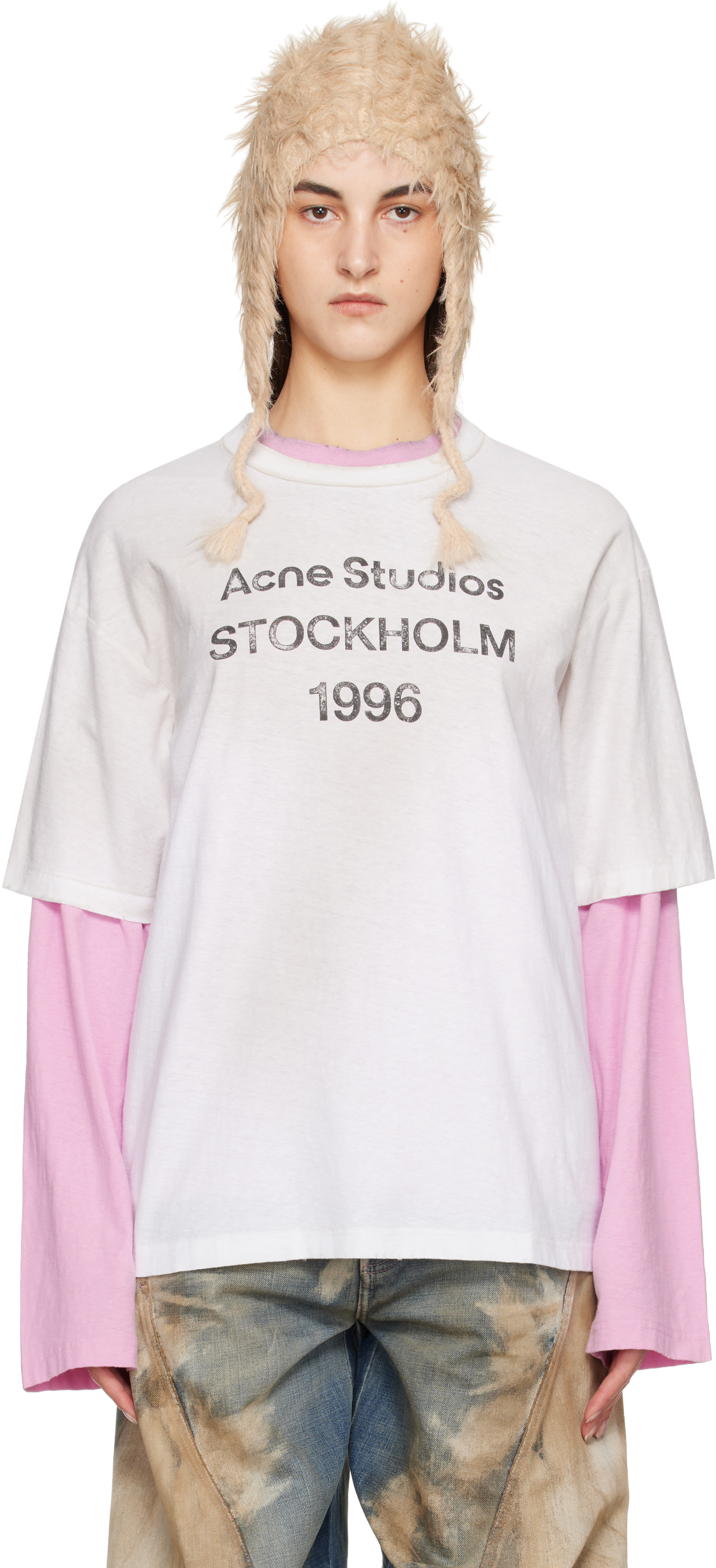 【関税込み】Acne Studios オフホワイト ロゴプリント Tシャツ Acne Studios: オフホワイト ロゴ Tシャツ | SSENSE 日本