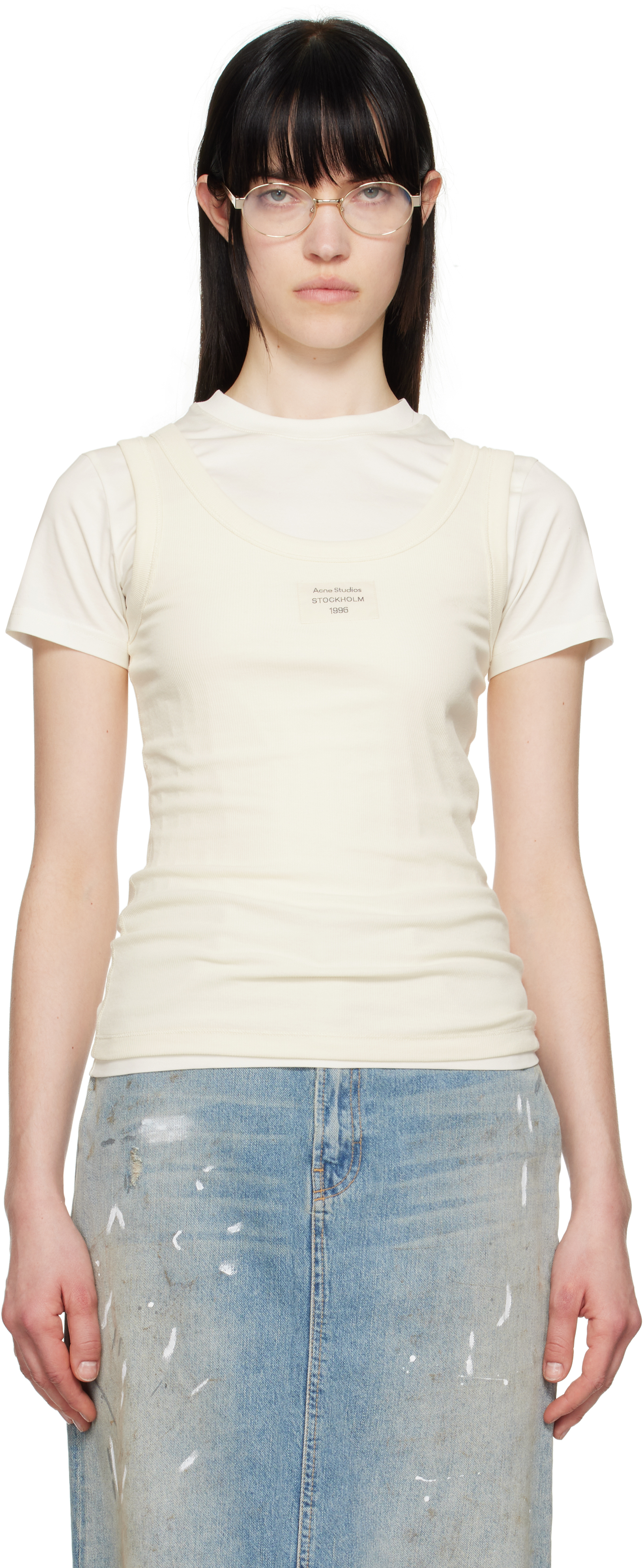 Acne Studios: オフホワイト レイヤード Tシャツ | SSENSE 日本