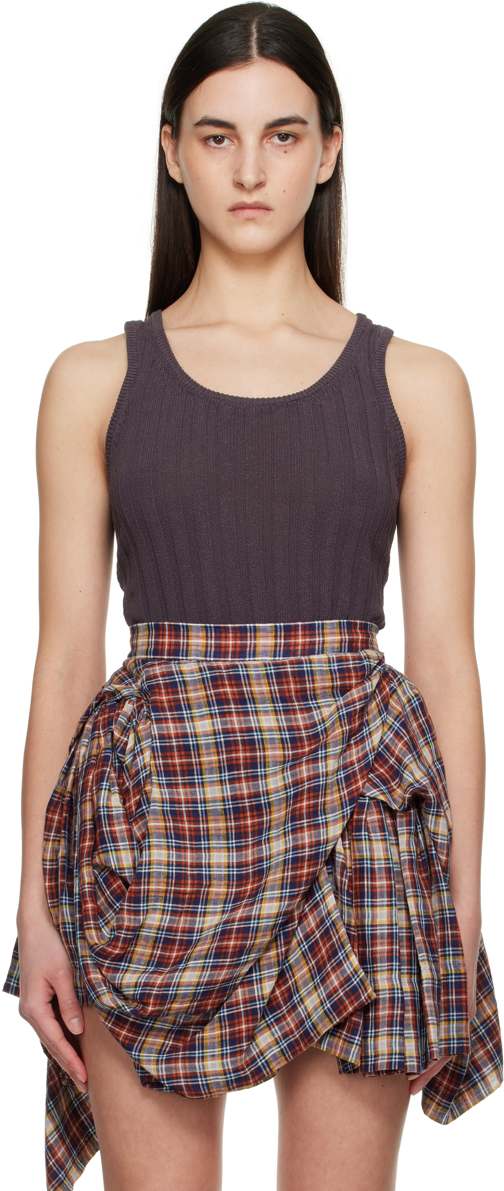 Acne Studios Purple Rib-knit Tank Top In Aa3 Dark Grey