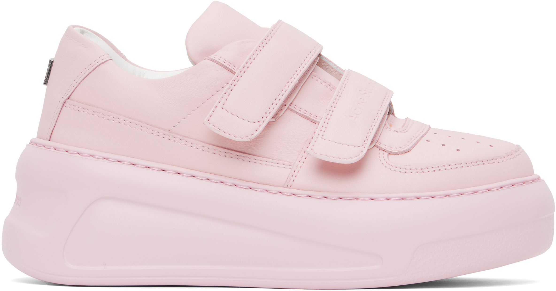Acne Studios: ピンク ベルクロストラップ プラットフォーム
