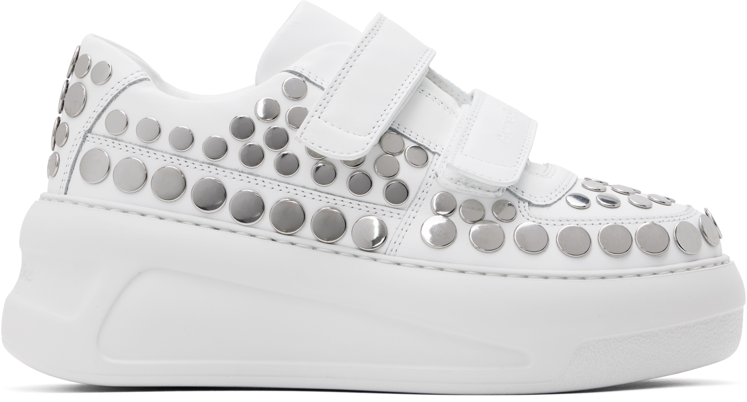 Acne Studios: ホワイト ベルクロストラップ プラットフォーム Acne Studios: ホワイト ベルクロストラップ プラットフォーム