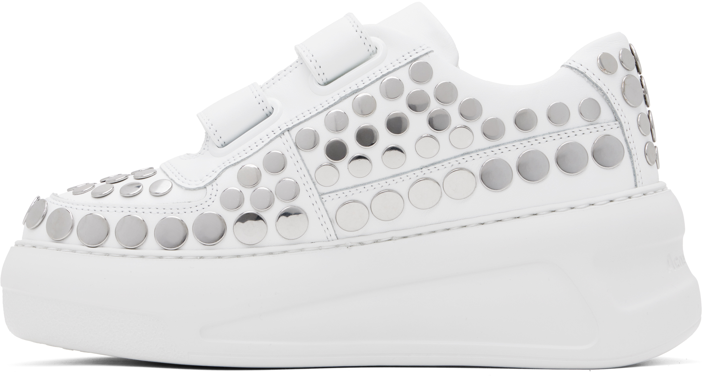 Acne Studios White Velcro Strap Platform Sneakers In 183 Optic White