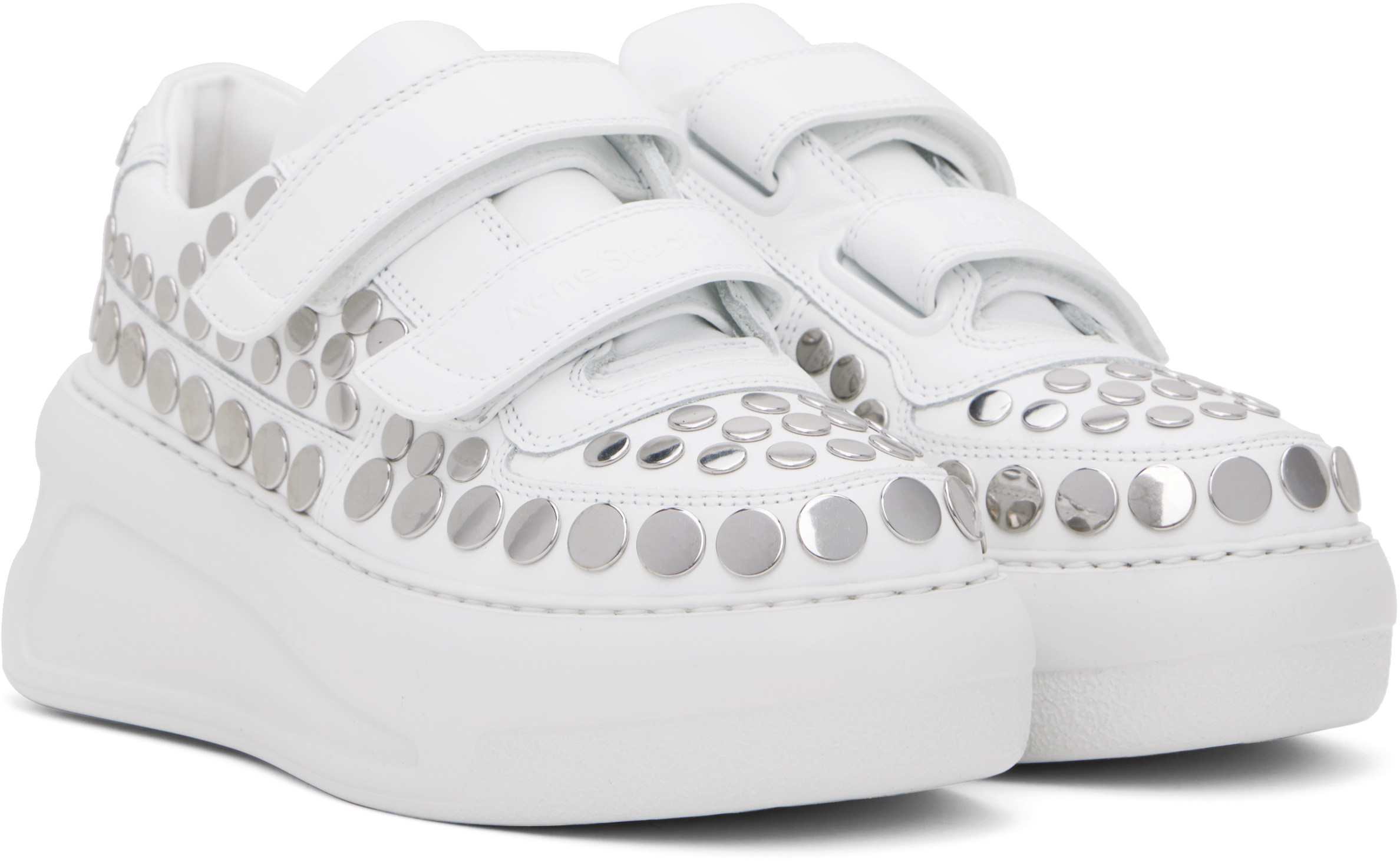 Acne Studios White Velcro Strap Platform Sneakers In 183 Optic White
