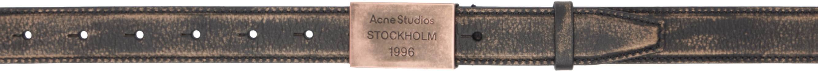 Acne Studios Brown Engraved Logo Leather Belt In Aip Dark Brown/beige