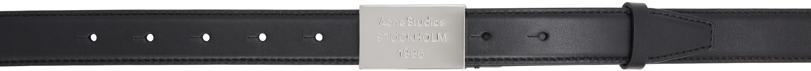 Acne Studios Black Engraved Logo Leather Belt In 900 Black