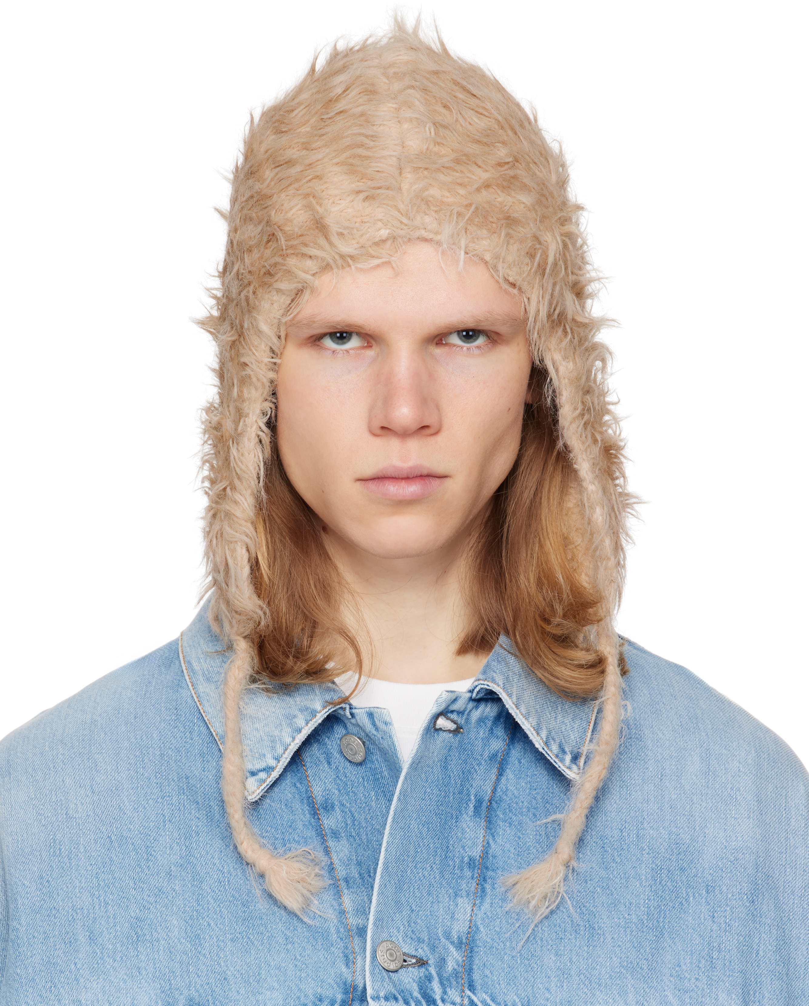 Acne Studios: ベージュ フラッフィー ビーニー | SSENSE 日本 Acne Studios: ベージュ フラッフィー ビーニー | SSENSE 日本