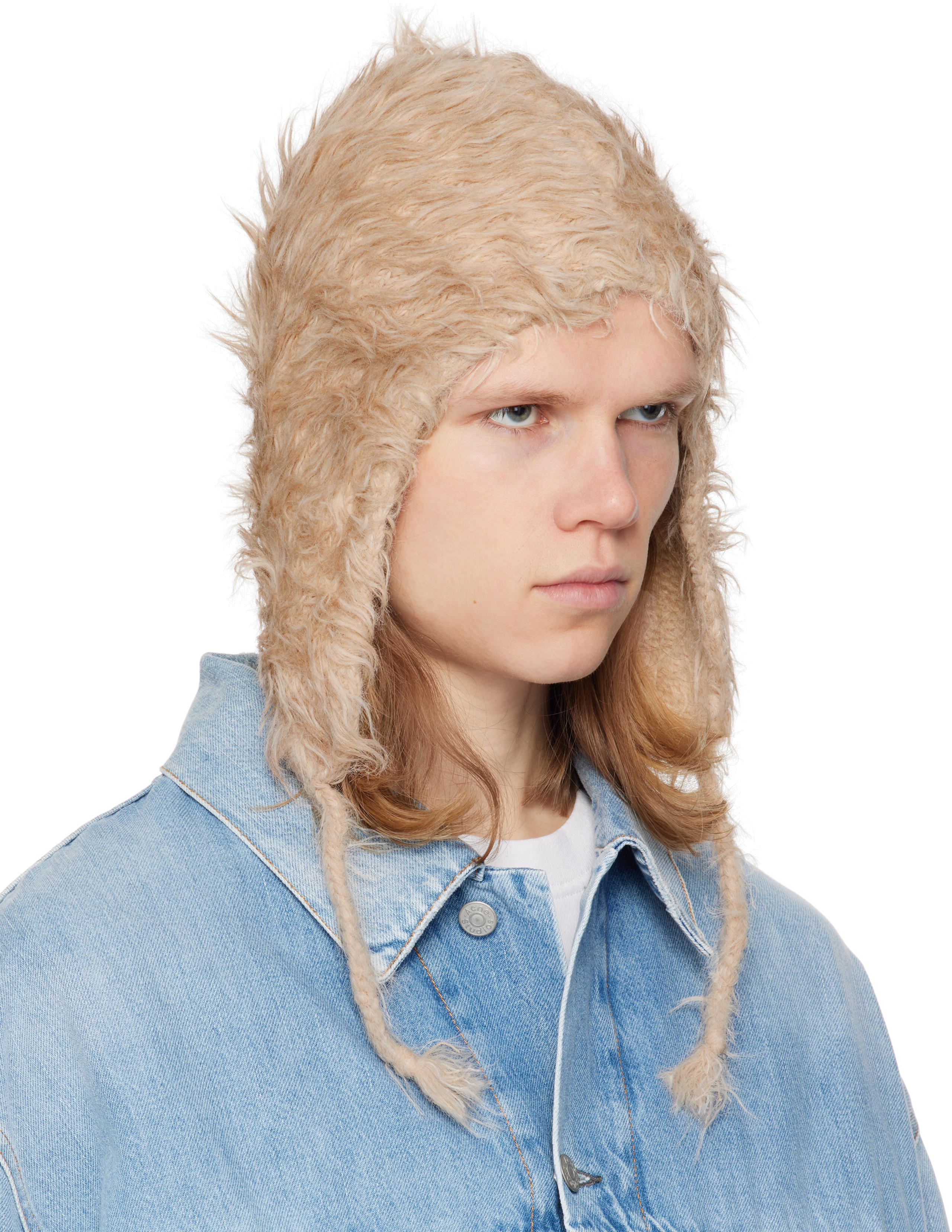 ACNE STUDIOS BEIGE FLUFFY BEANIE