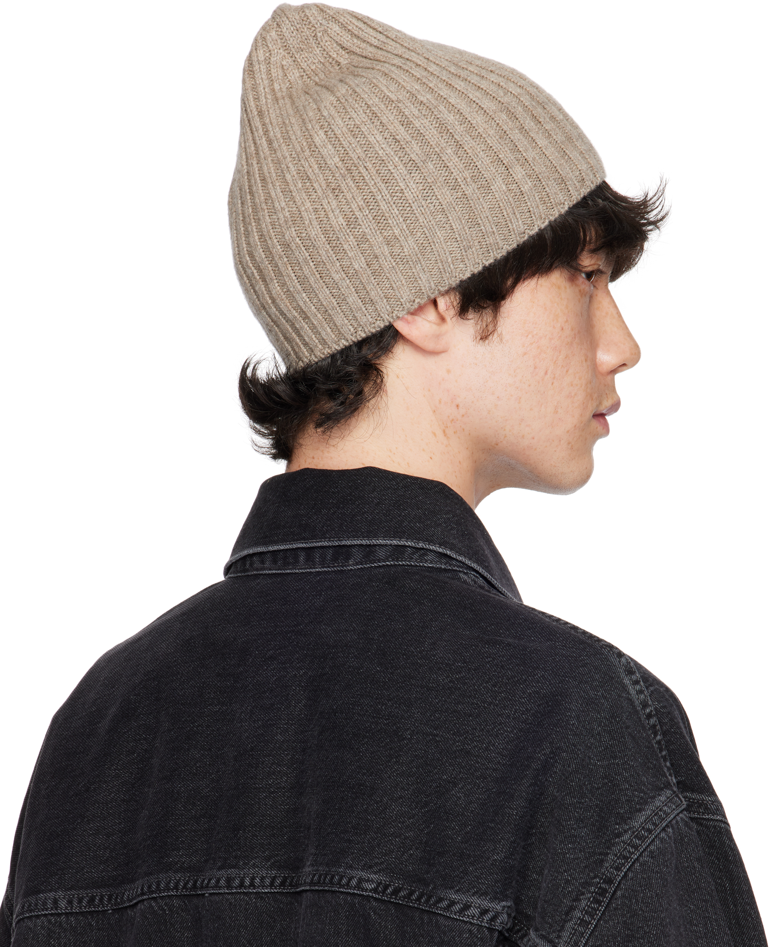 Acne Studios Gray Knitted Beanie In Drn Greige Melange