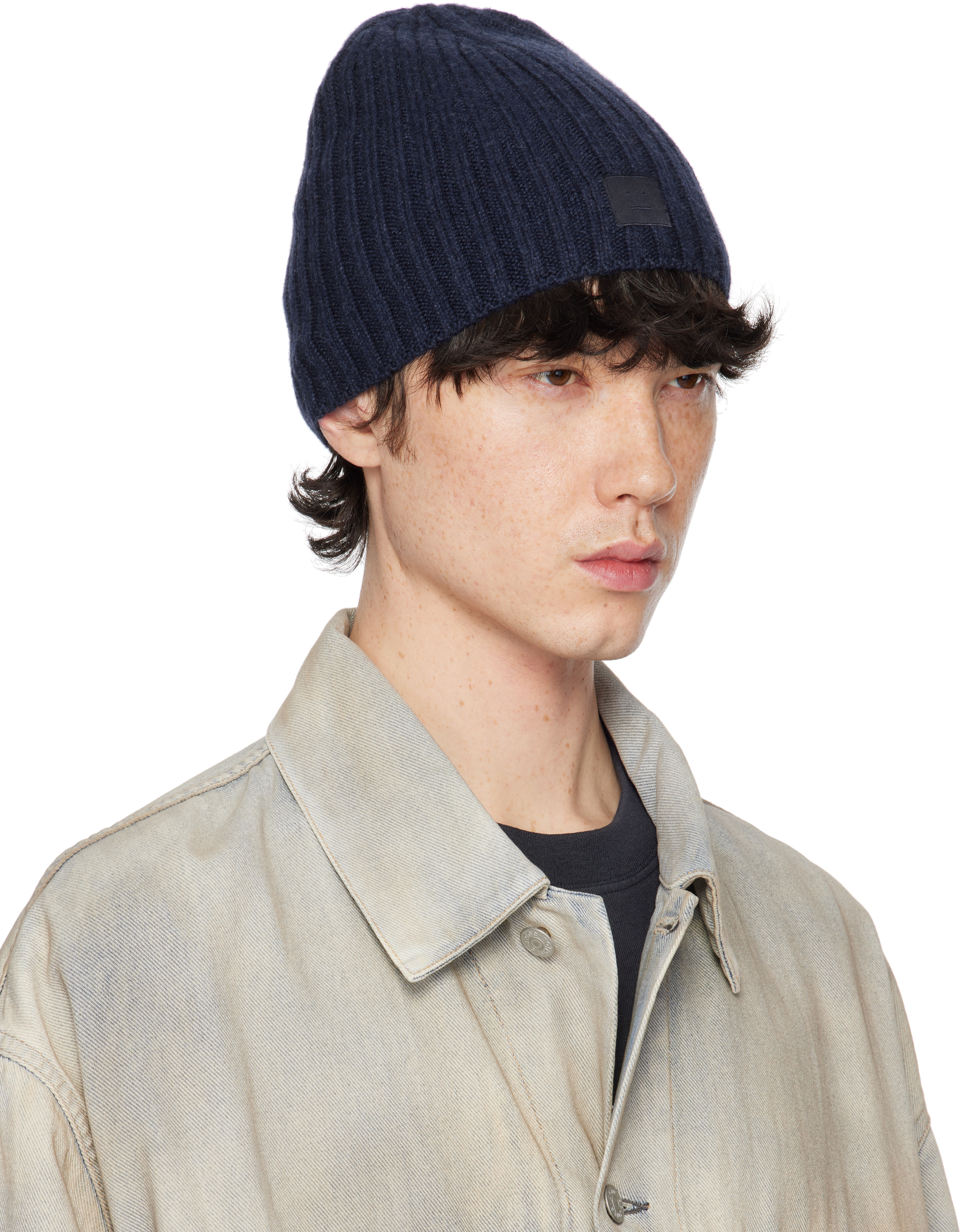 ACNE STUDIOS NAVY KNITTED BEANIE