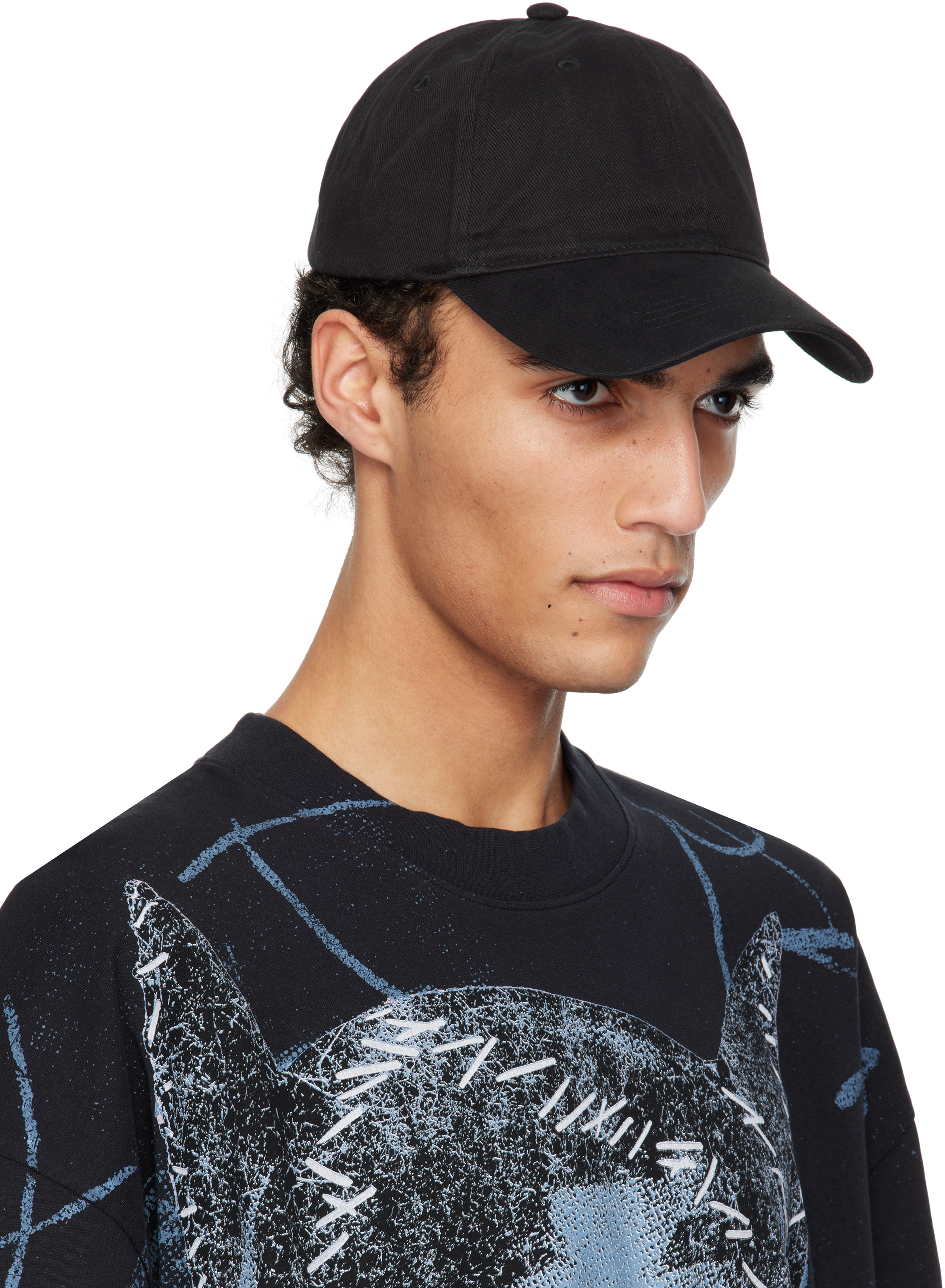 ACNE STUDIOS BLACK TWILL LOGO CAP 