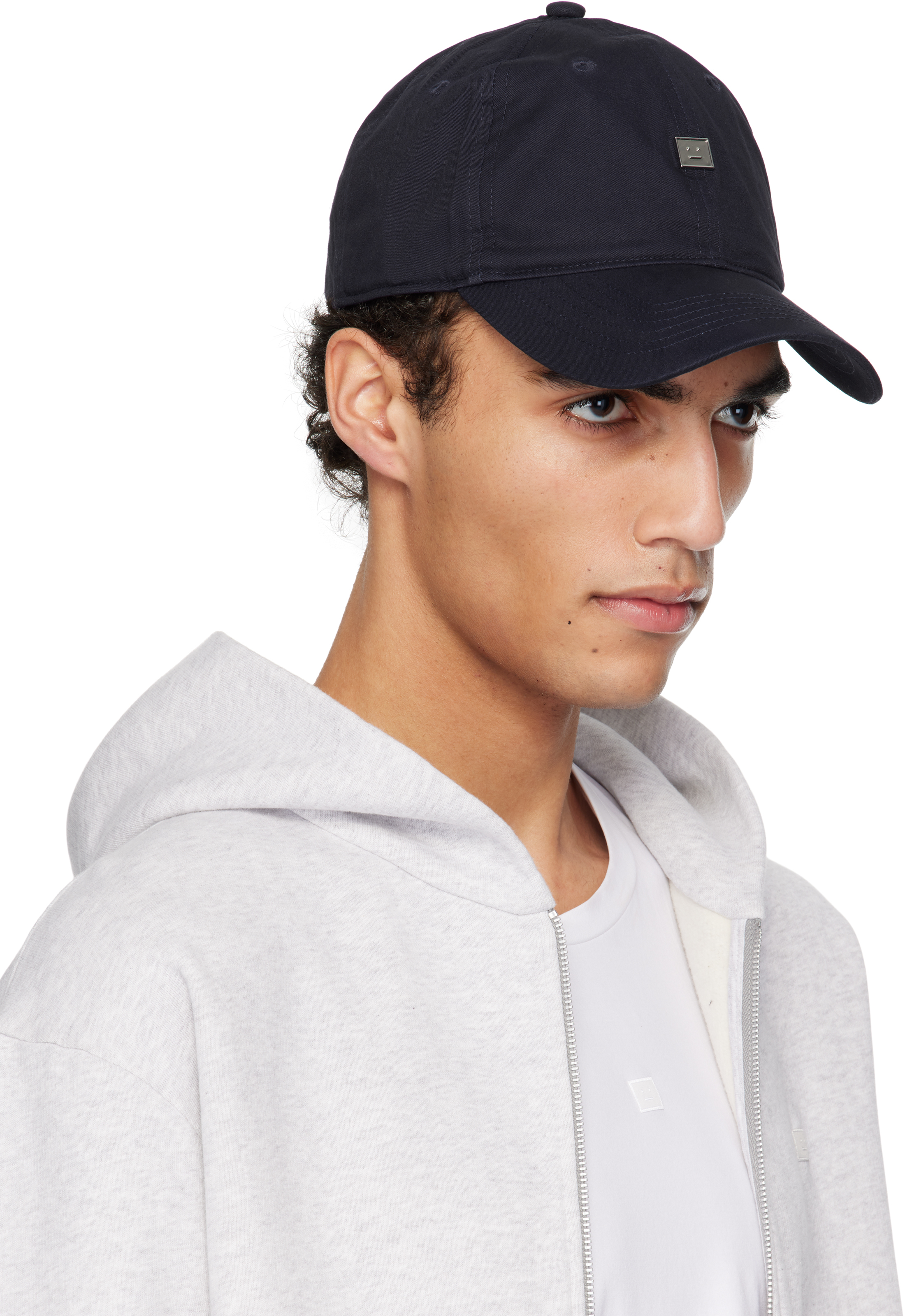 ACNE STUDIOS NAVY STUD LOGO CAP 