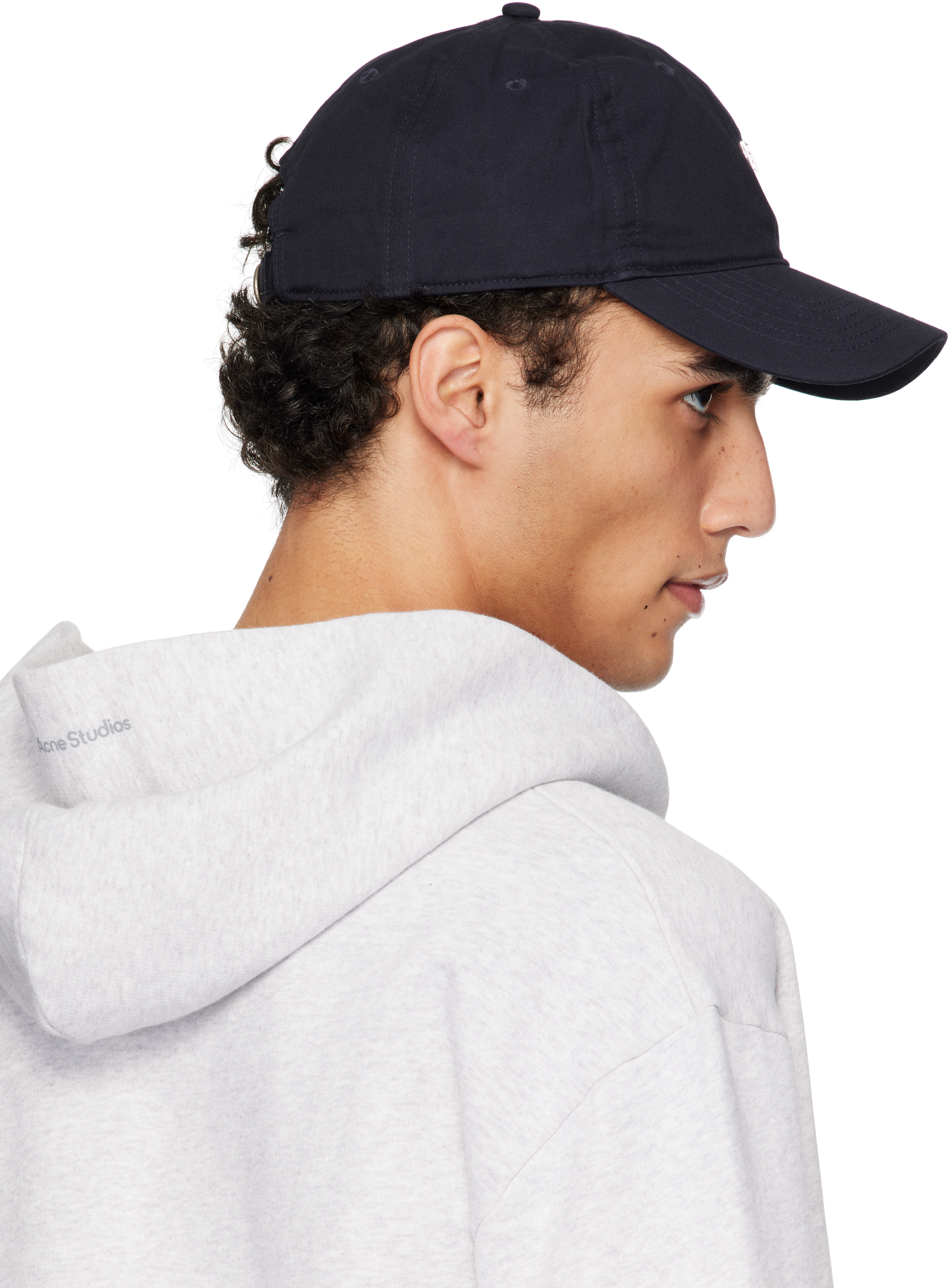 ACNE STUDIOS NAVY STUD LOGO CAP 