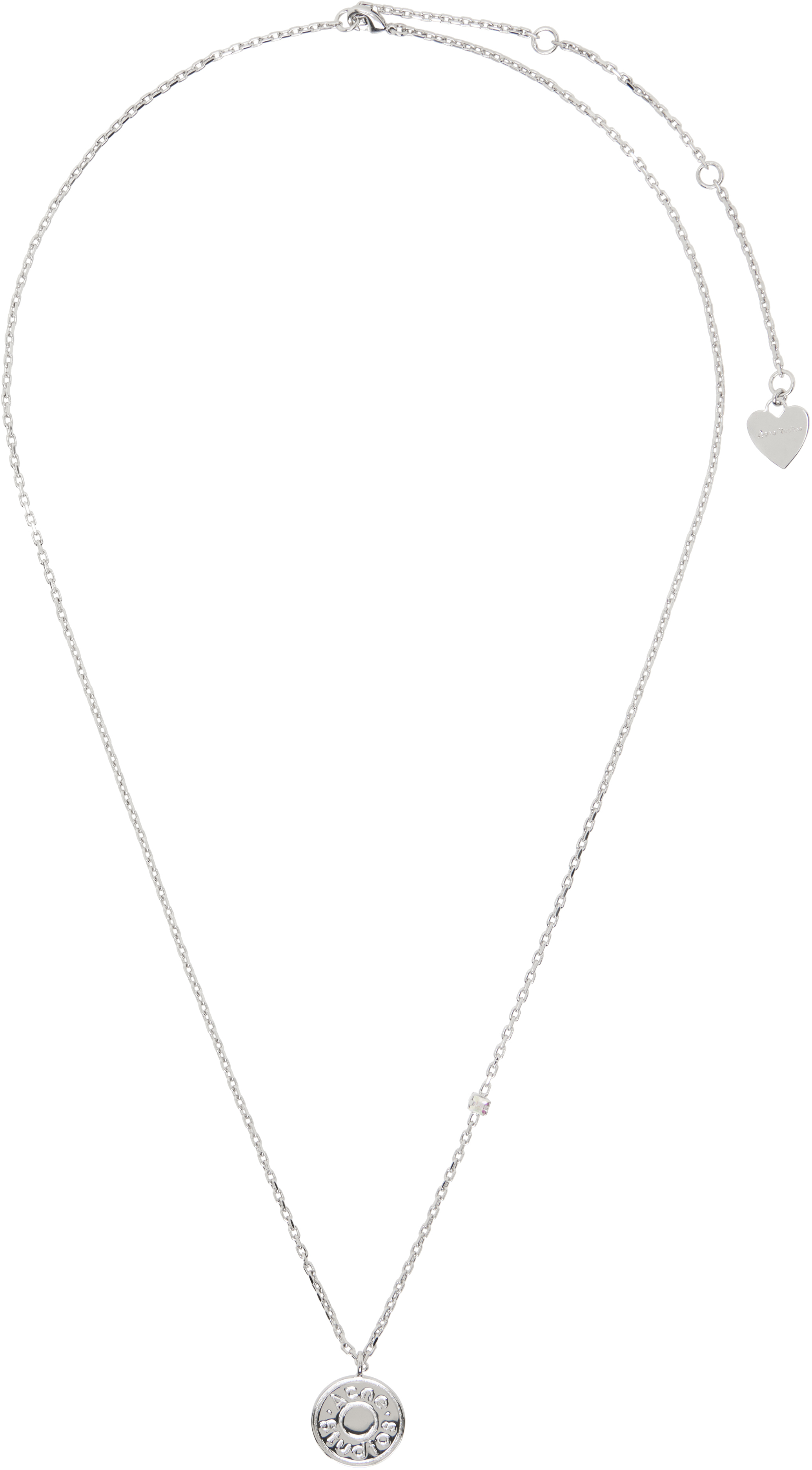 Shop Acne Studios Silver Logo Pendant Necklace In Aae Silver