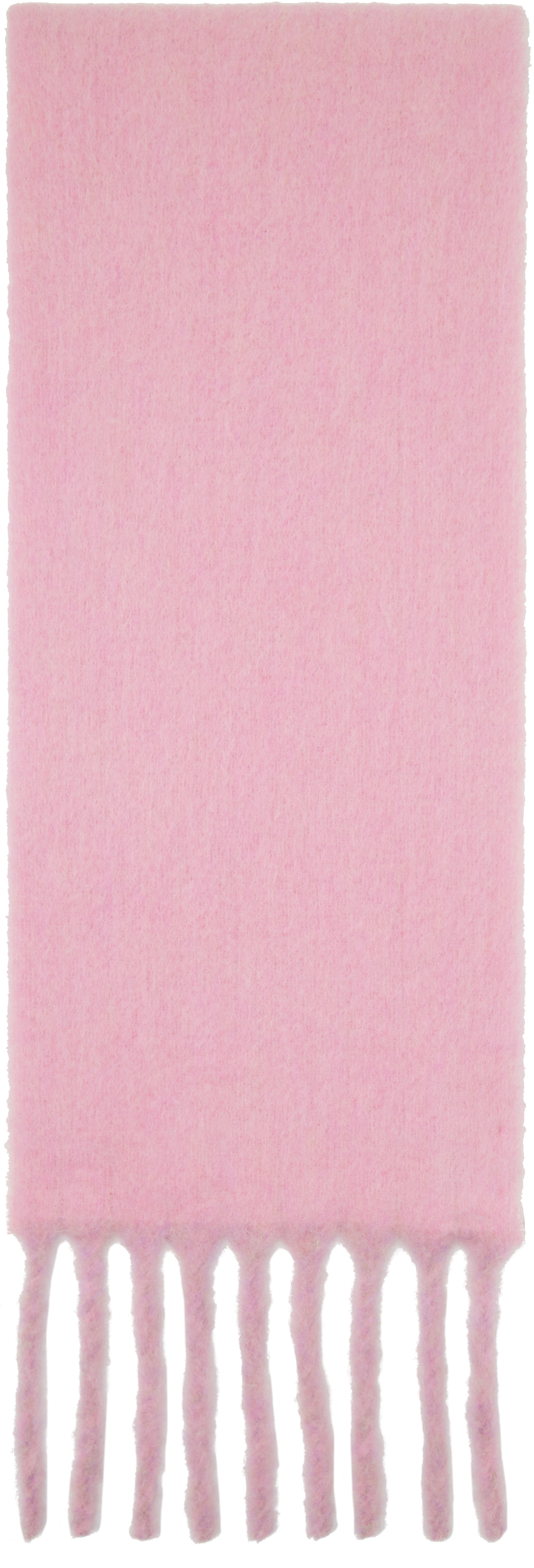 Shop Acne Studios Pink & Purple Logo Label Fringed Scarf In An4 Pink/lilac