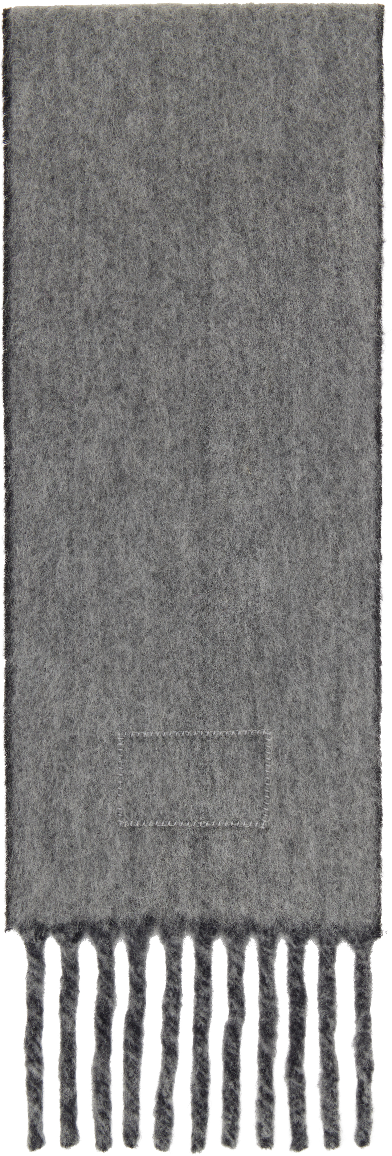 Shop Acne Studios Black & Gray Logo Label Fringed Scarf In Aik Black/grey