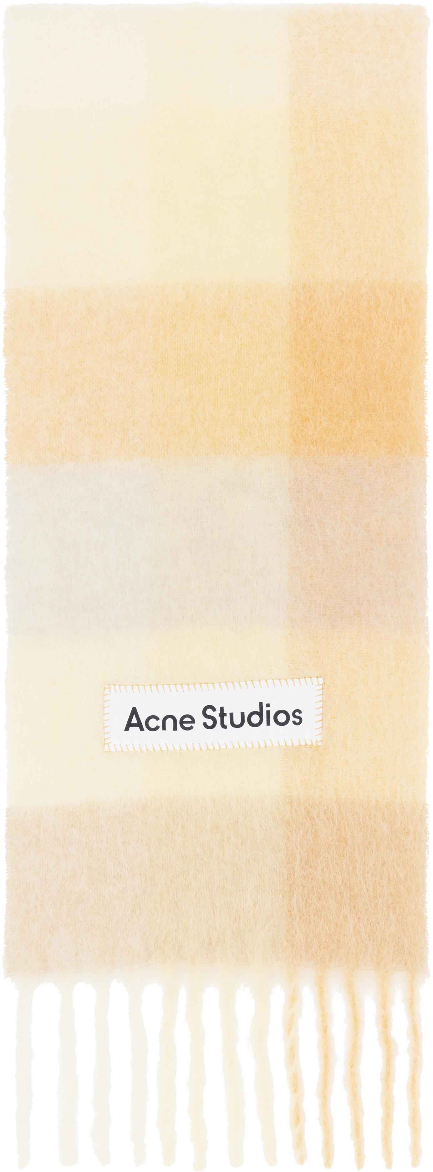 Shop Acne Studios Yellow & Beige Mohair Checked Scarf In Ds8 Peach/white/beig