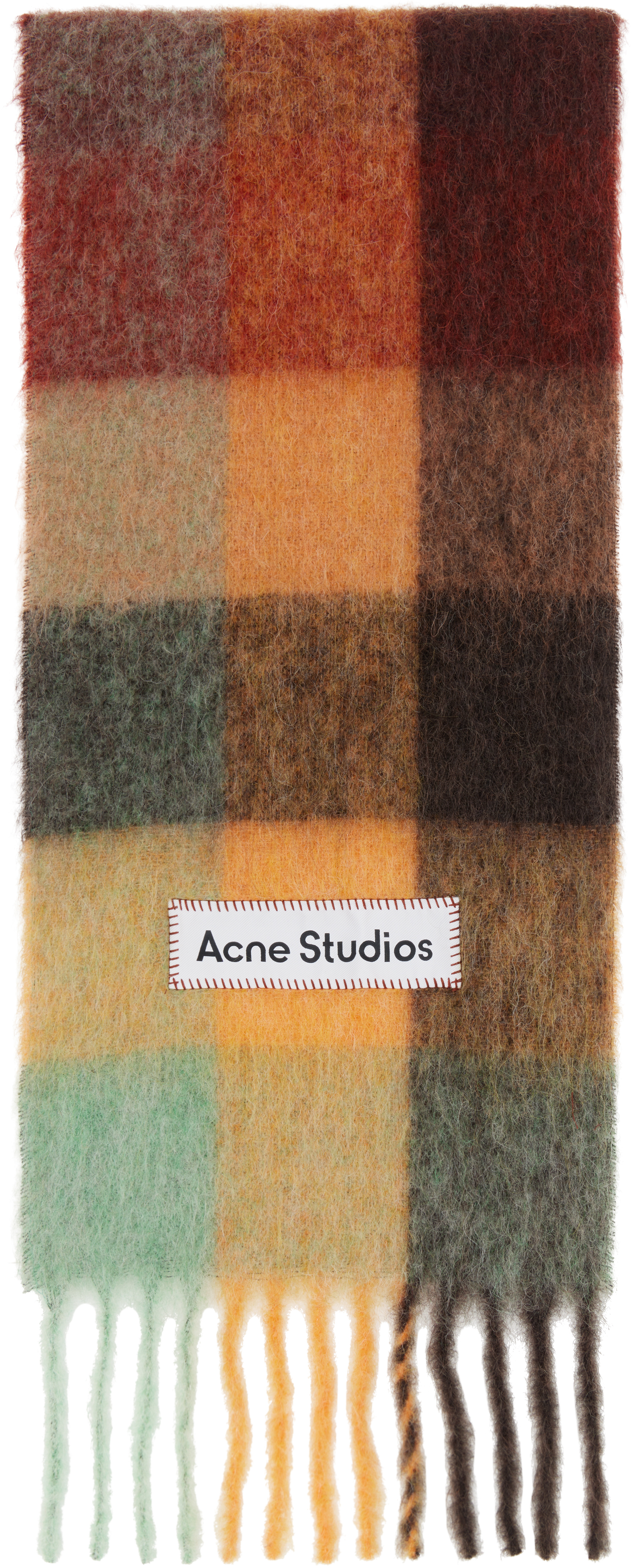 Acne Studios Vally Alpaca-blend Checked Scarf In Bo9 Chestnut Brown/y