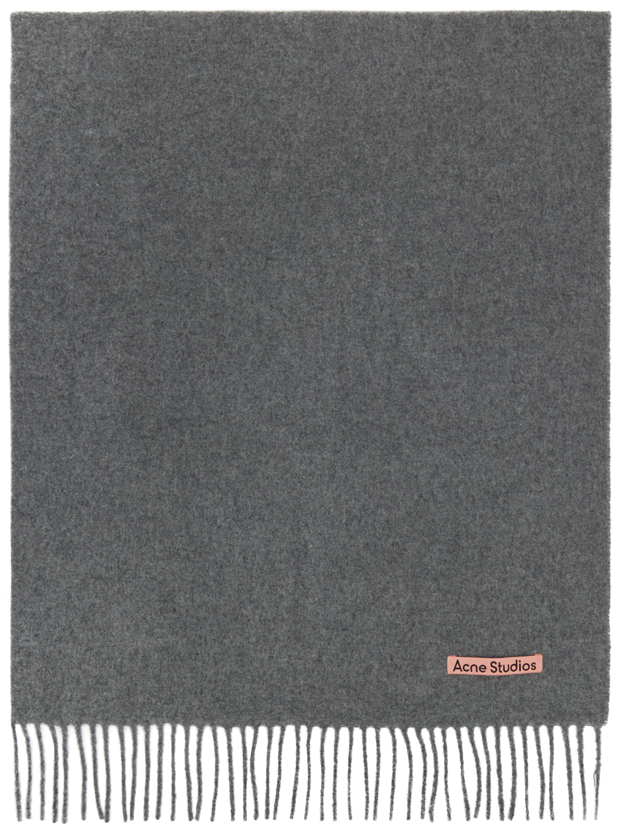 Shop Acne Studios Gray Oversized Fringe Wool Scarf In 990 Grey Melange