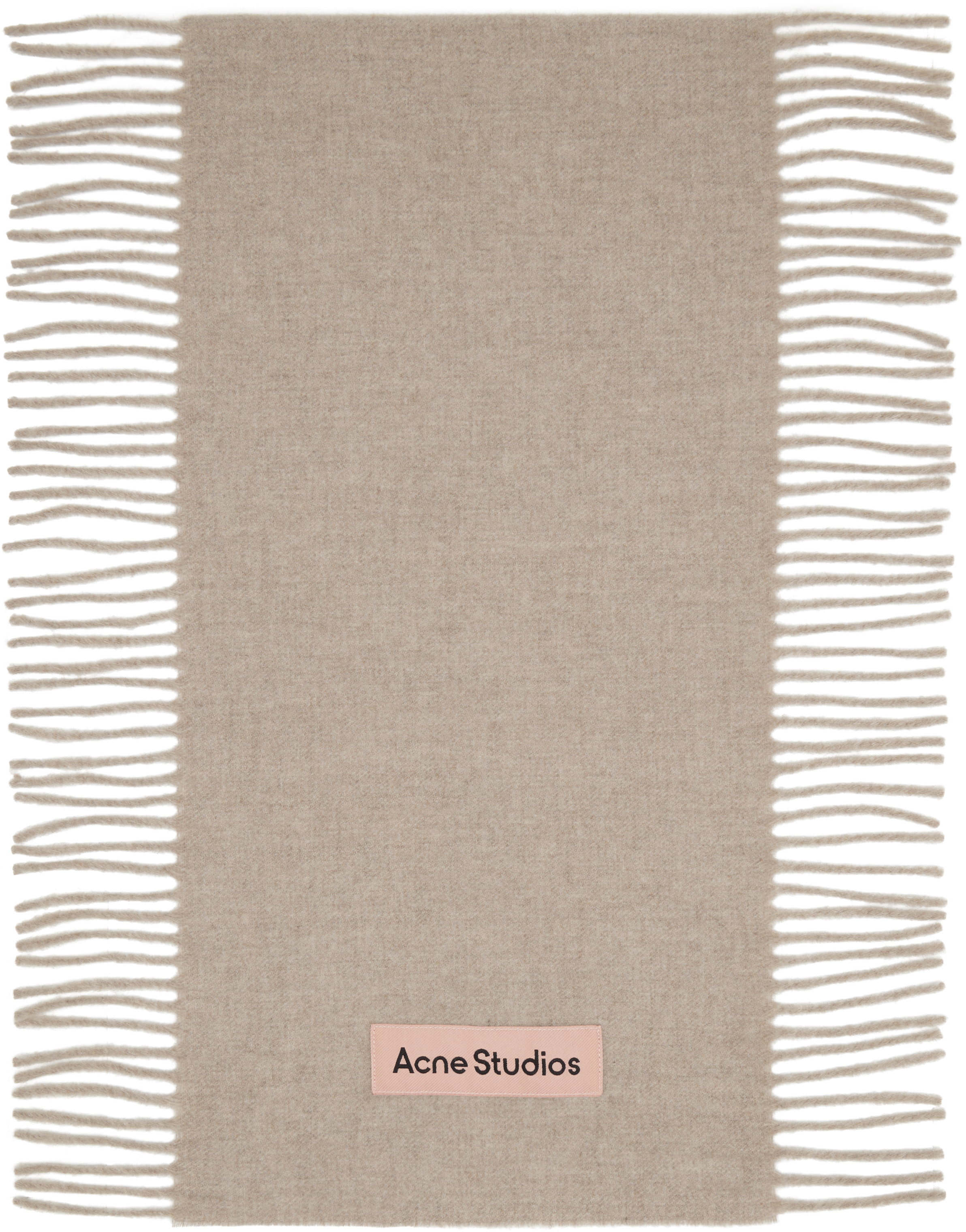 Beige Fringe Wool Scarf