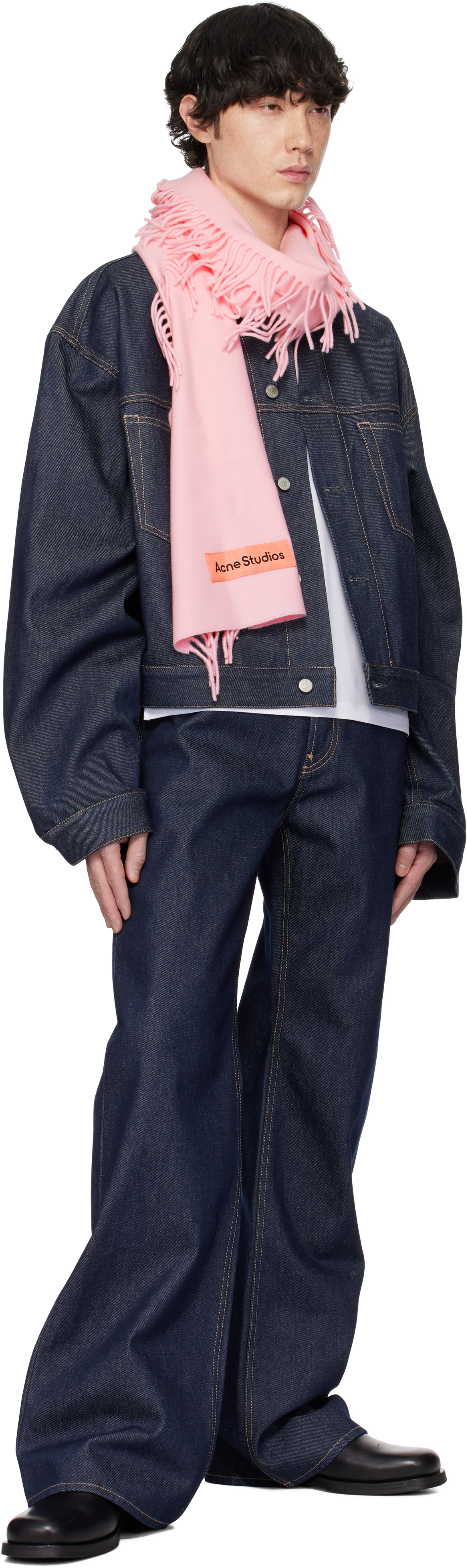 Shop Acne Studios Pink Fringe Wool Scarf In 415 Pink