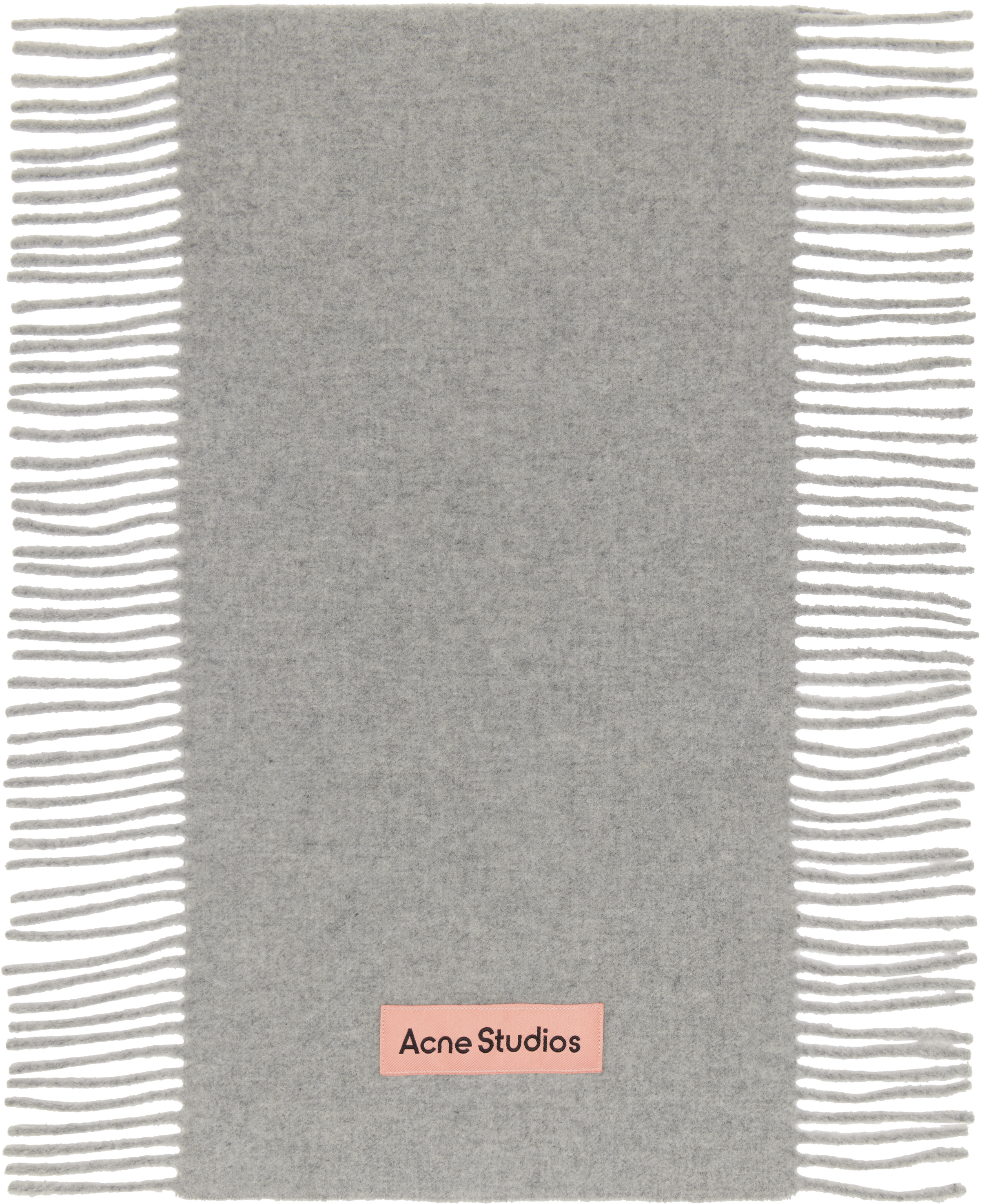Shop Acne Studios Gray Fringe Wool Scarf In X92 Light Grey Melan