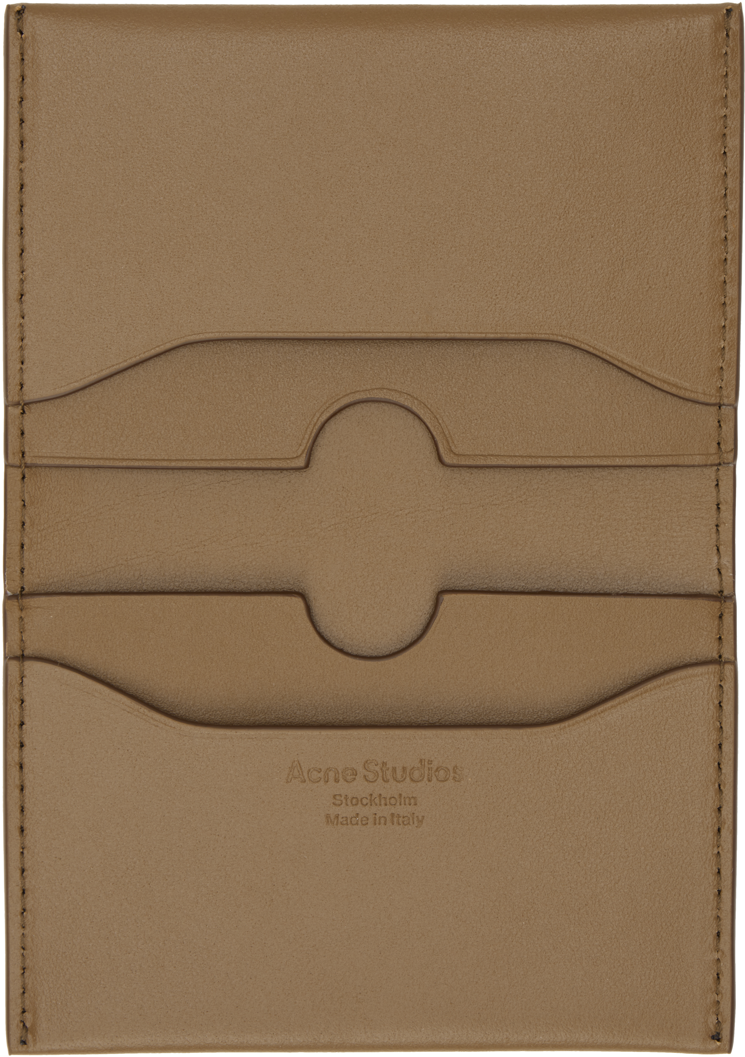 ACNE STUDIOS BROWN FOLDED LEATHER CARD HOLDER 