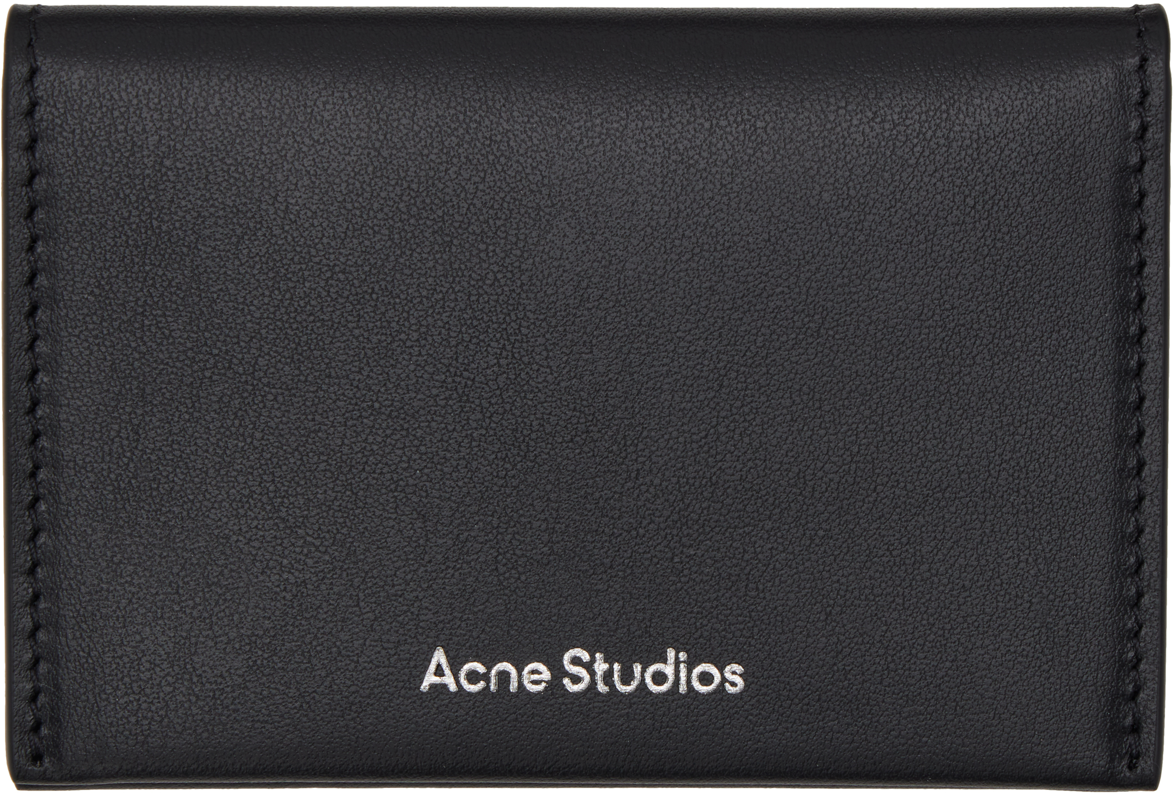 ACNE STUDIOS BLACK FOLDED LEATHER CARD HOLDER 