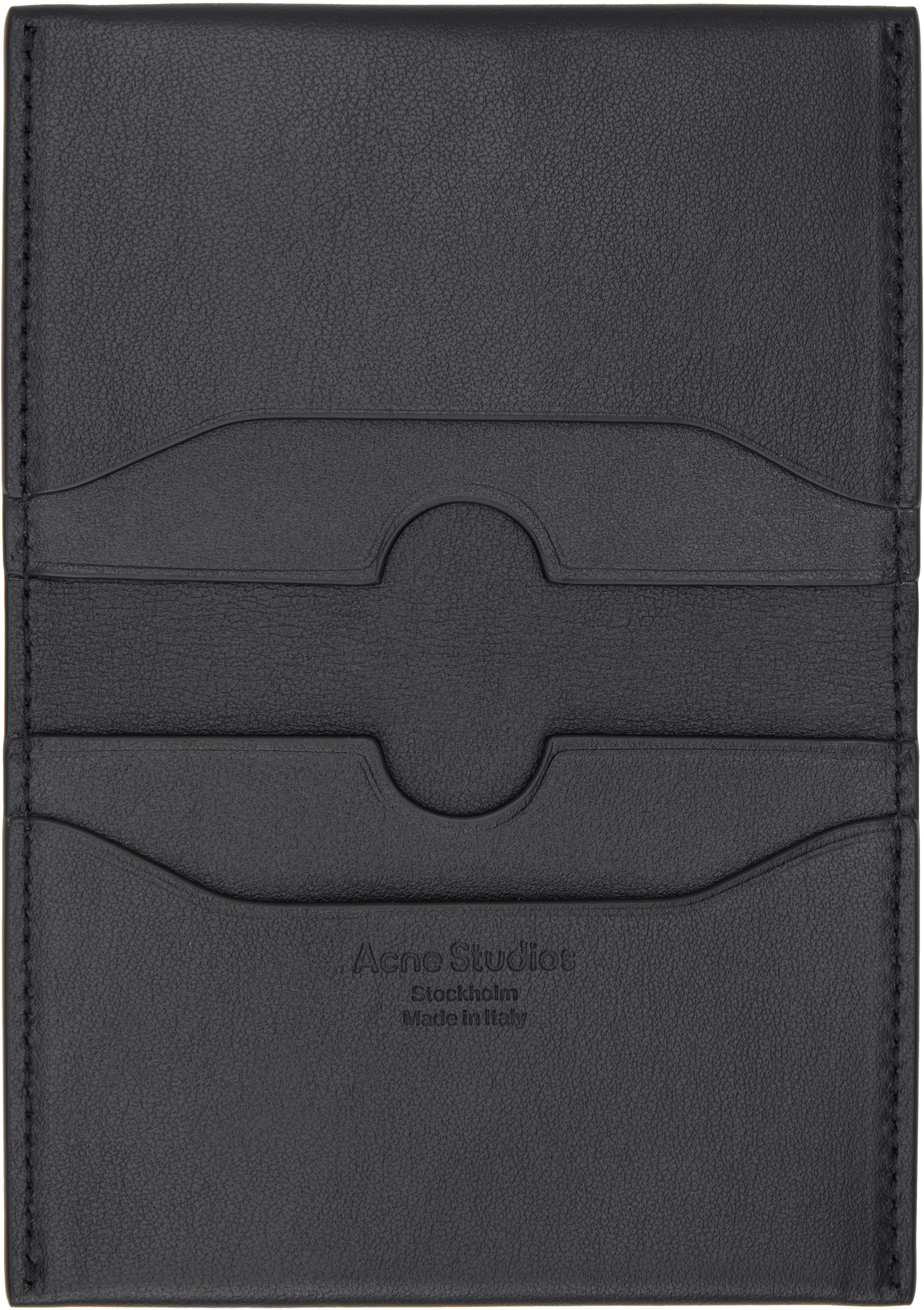 ACNE STUDIOS BLACK FOLDED LEATHER CARD HOLDER 