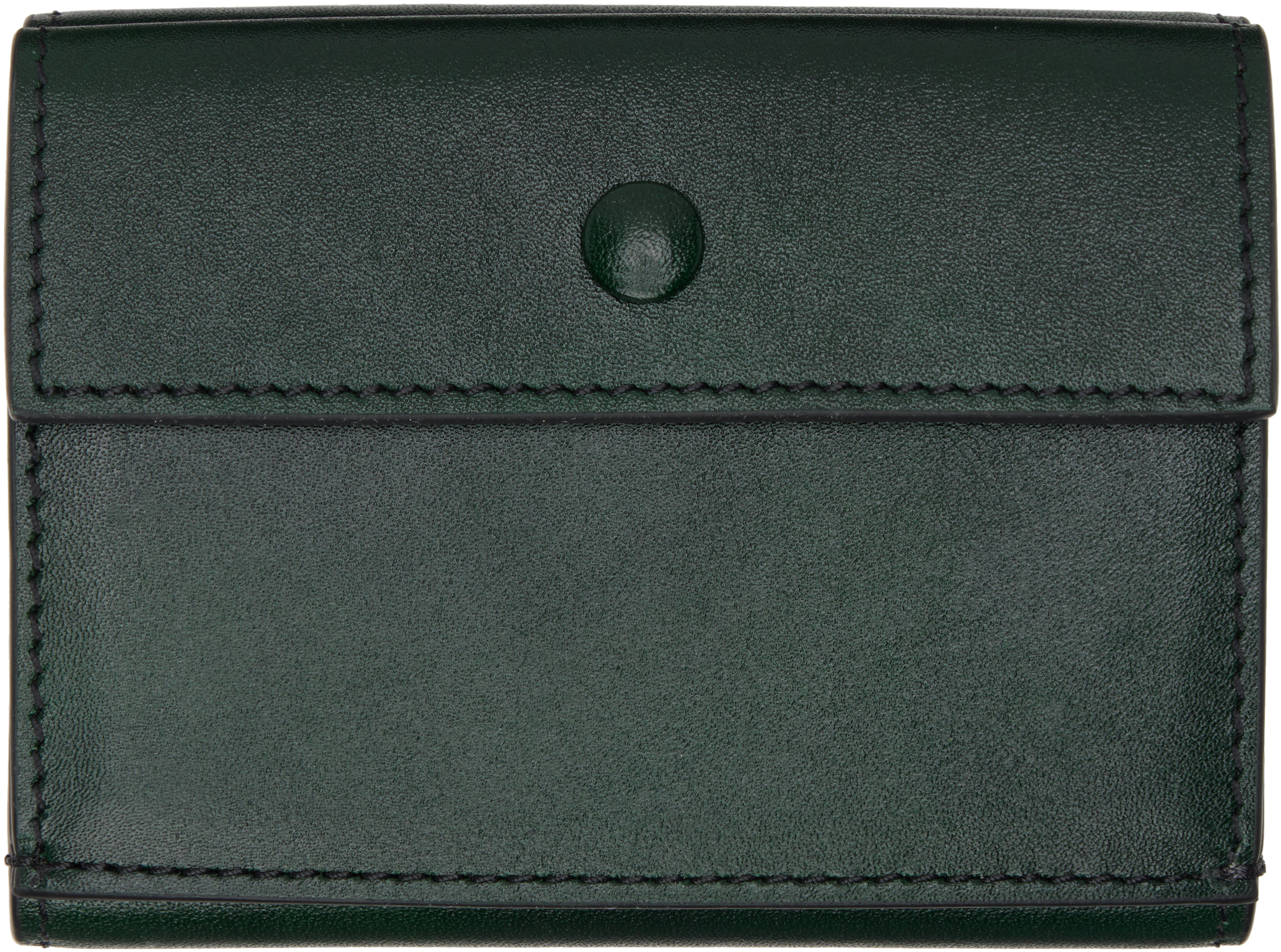 ACNE STUDIOS GREEN TRIFOLD LEATHER WALLET 