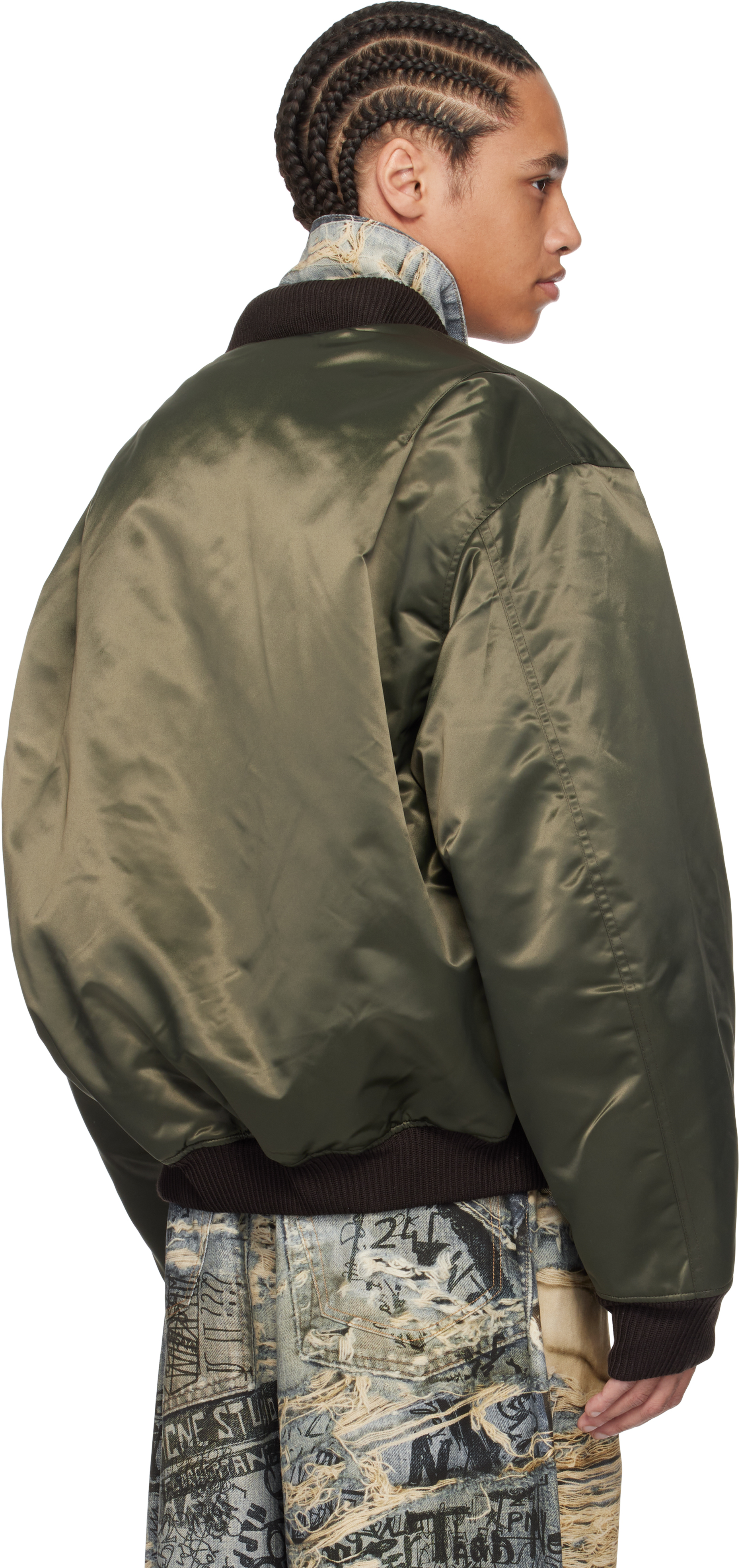 Acne Studios Logo-embroidered Bomber Jacket In Bgu Military Green
