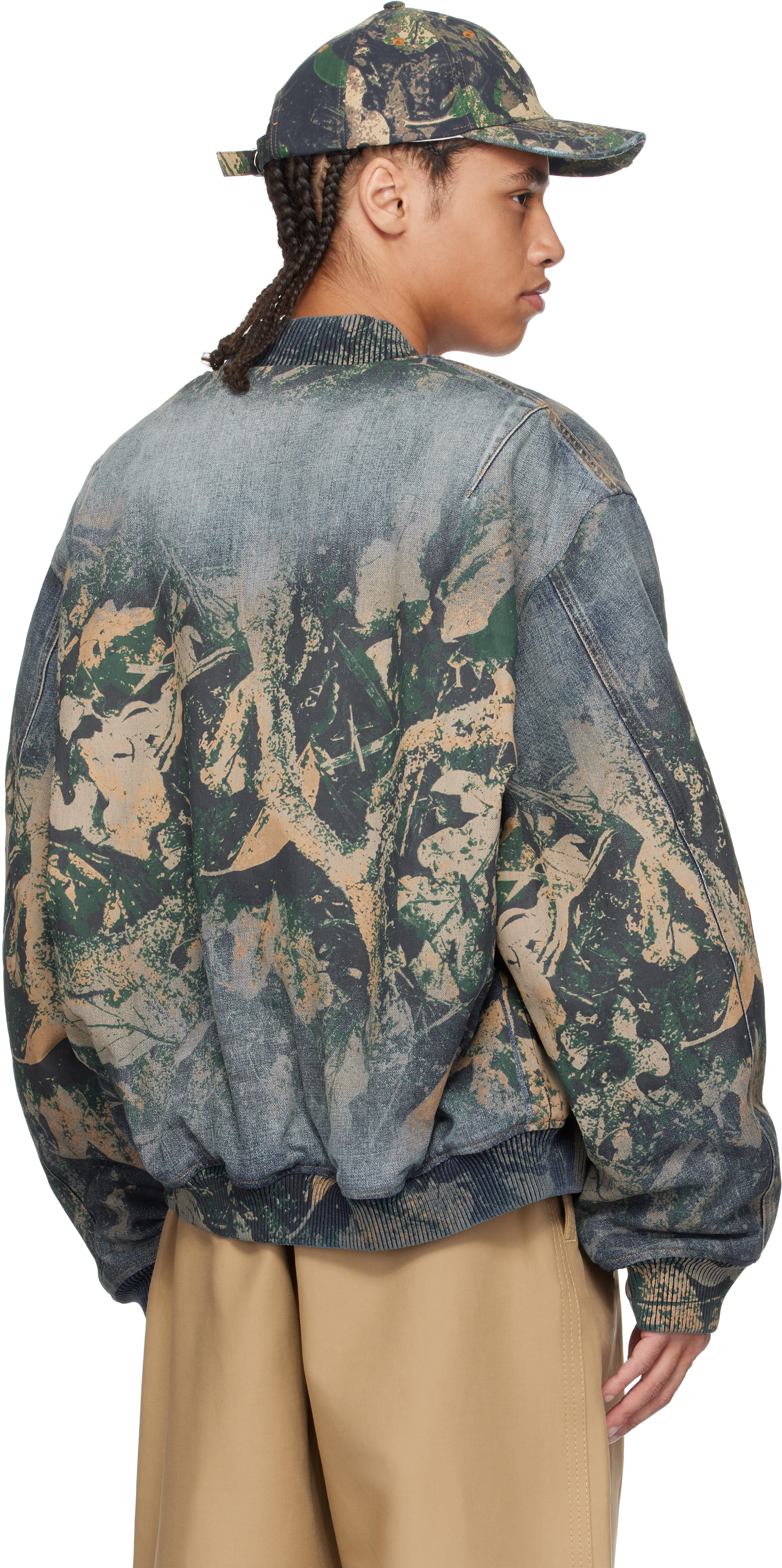 Acne Studios Graphic Print Denim Bomber Jacket In 700 Brown