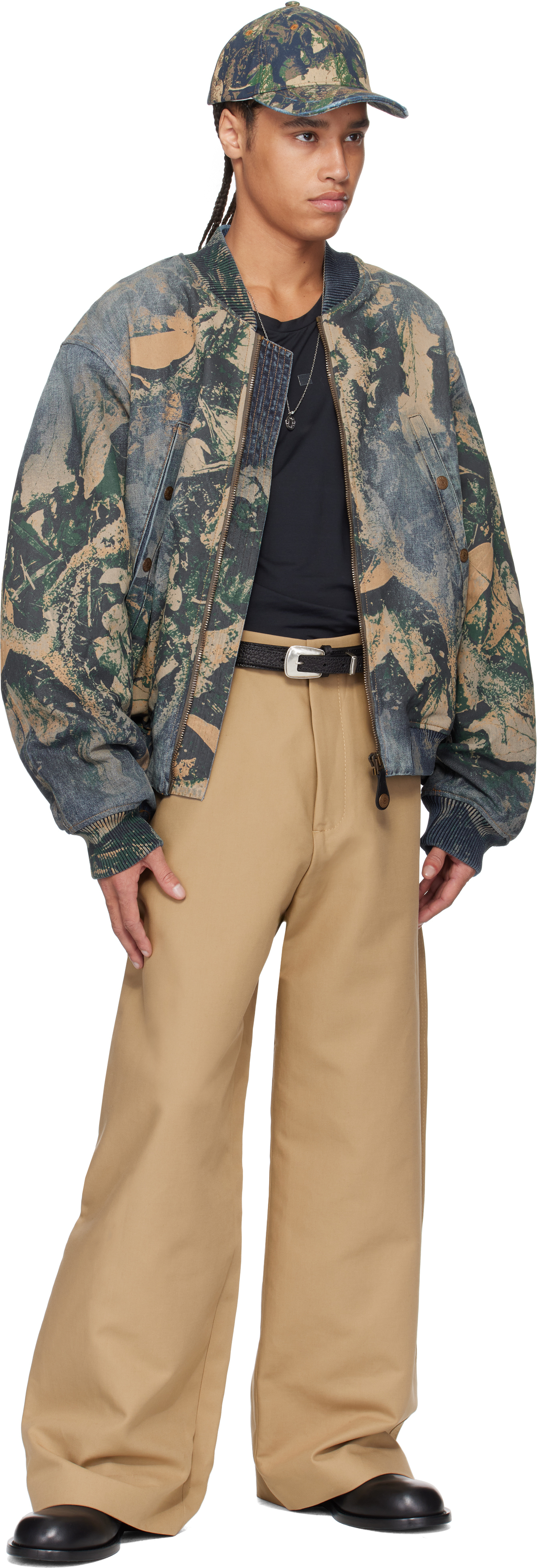 Acne Studios Graphic Print Denim Bomber Jacket In 700 Brown